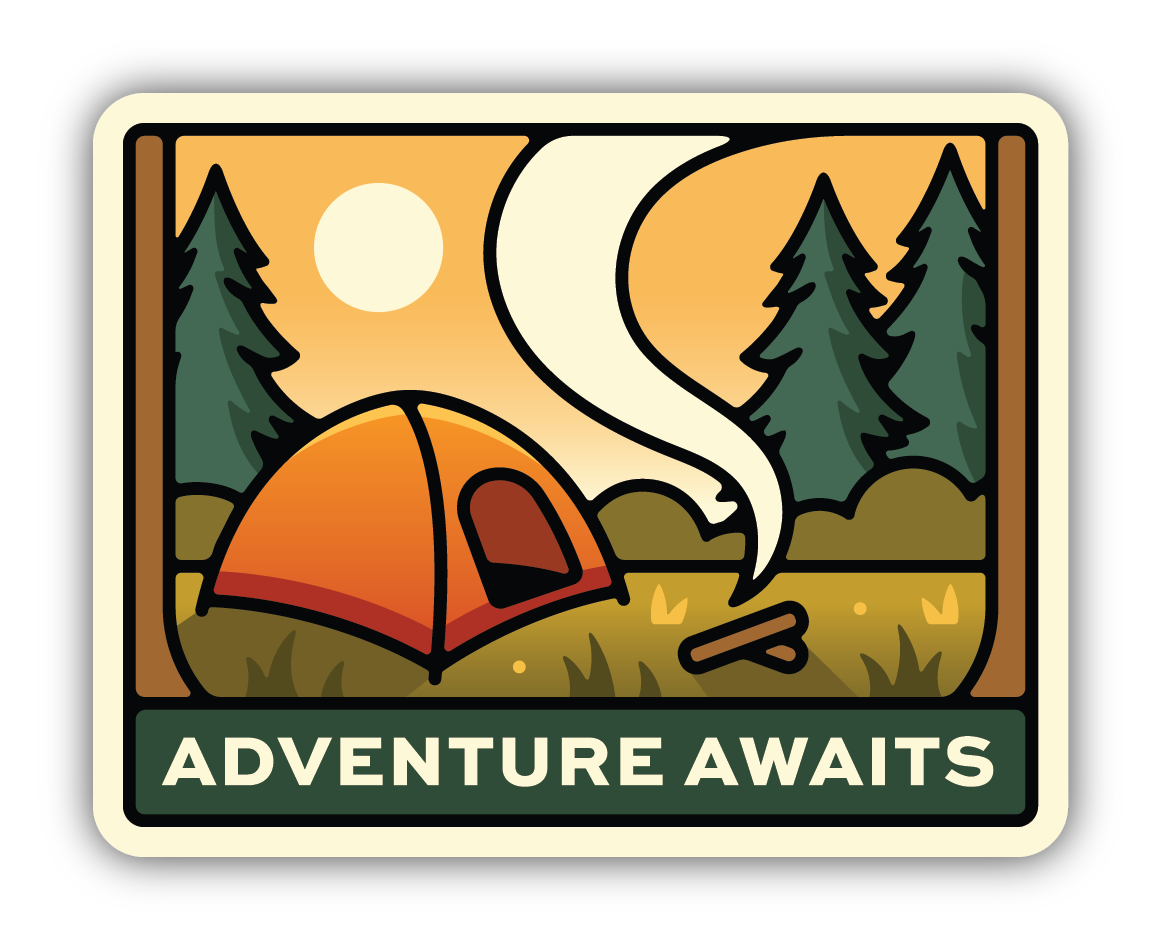 Adventure Awaits Vinyl Sticker - Waterproof Decal for Laptops, Cars & Travel Gear - Perfect for Outdoor Enthusiasts & Road Trips