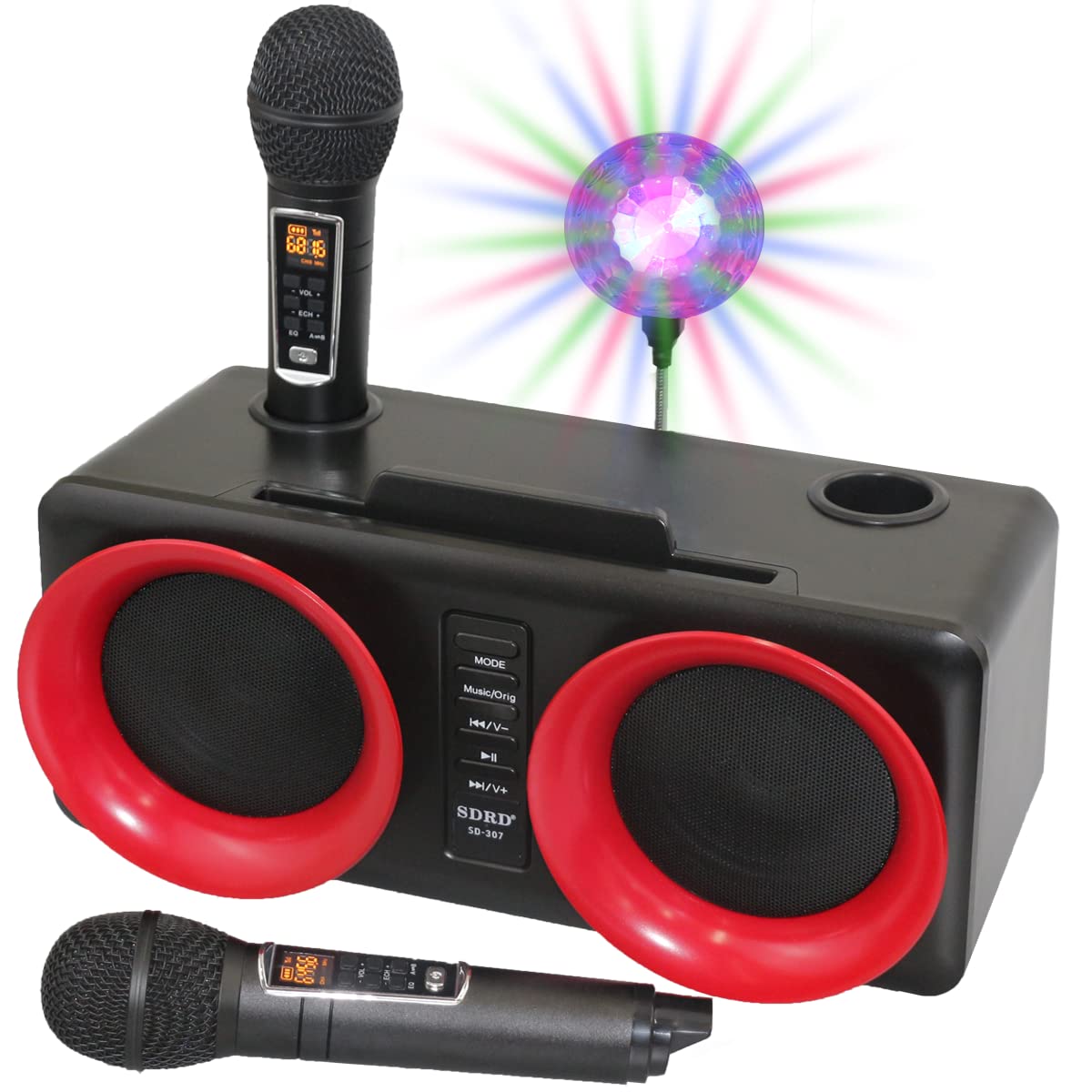 Portable Bluetooth Karaoke Machine with 2 Wireless Microphones - Rechargeable PA Speaker System for Adults & Kids - Perfect for Christmas Parties, Birthday Celebrations & Family Gatherings - Ideal Gift for Boys & Girls