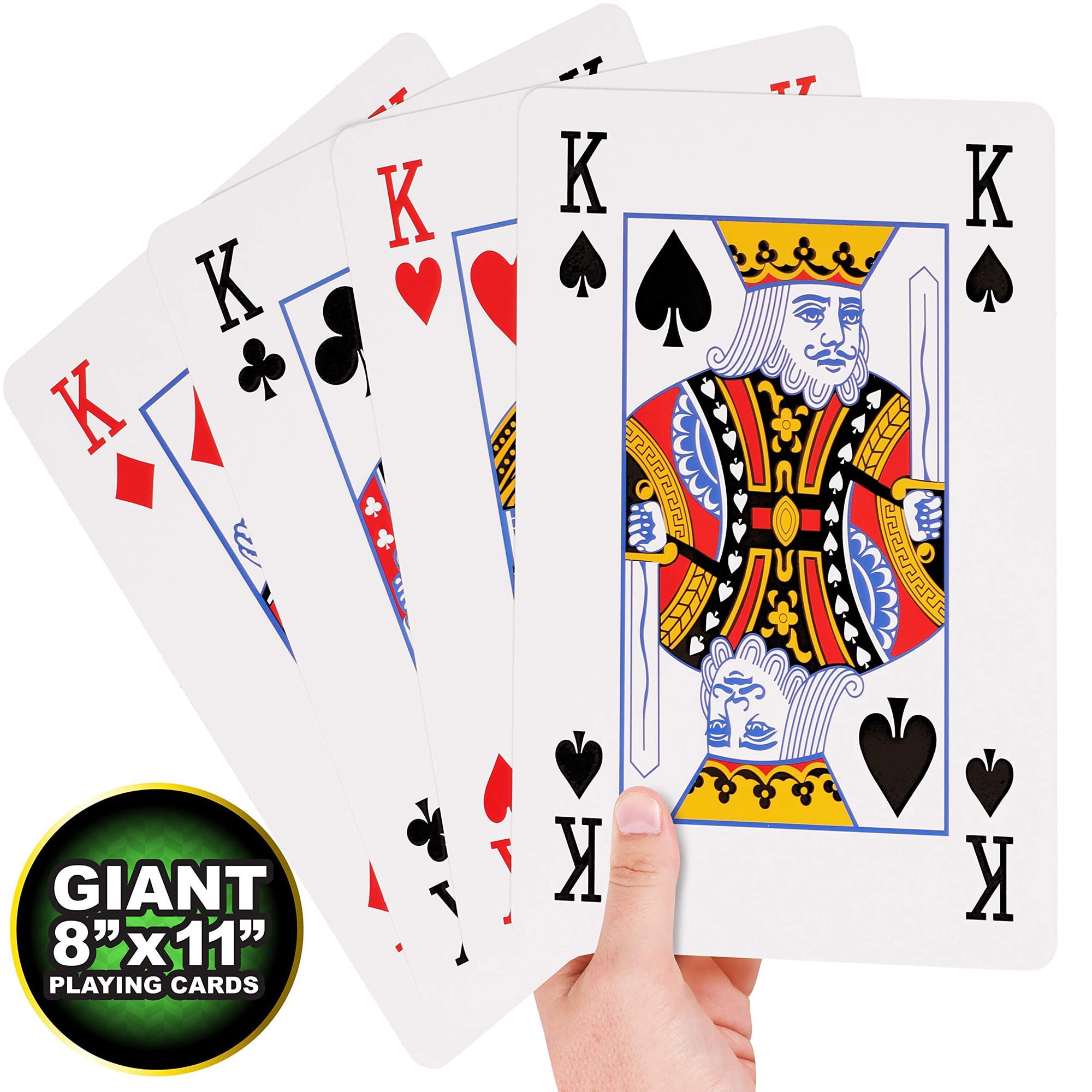 Kangaroo Jumbo Playing Cards - Giant 8 x 11 Inch Deck for Kids & Toddlers | Fun Educational Games, Family Game Night, Classroom Learning & Casino Style Entertainment