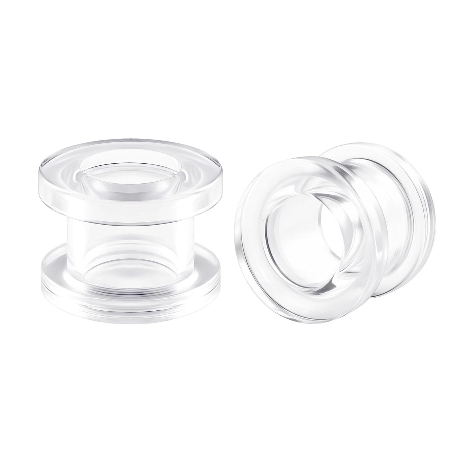 2G Clear Acrylic Screw Fit Flesh Tunnels - 2PCS Ear Plugs for Stretching & Gauging - Perfect for Ear Stretching, Body Modification and Alternative Fashion Styles