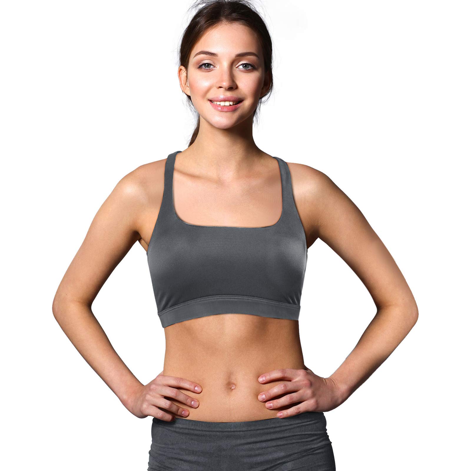 Patelai 2 Pack Women's Padded Sports Bra - Seamless Workout Tank Top with Strappy Cross Back Design for Yoga, Running & Gym - Comfortable & Supportive Activewear for High-Intensity Exercise