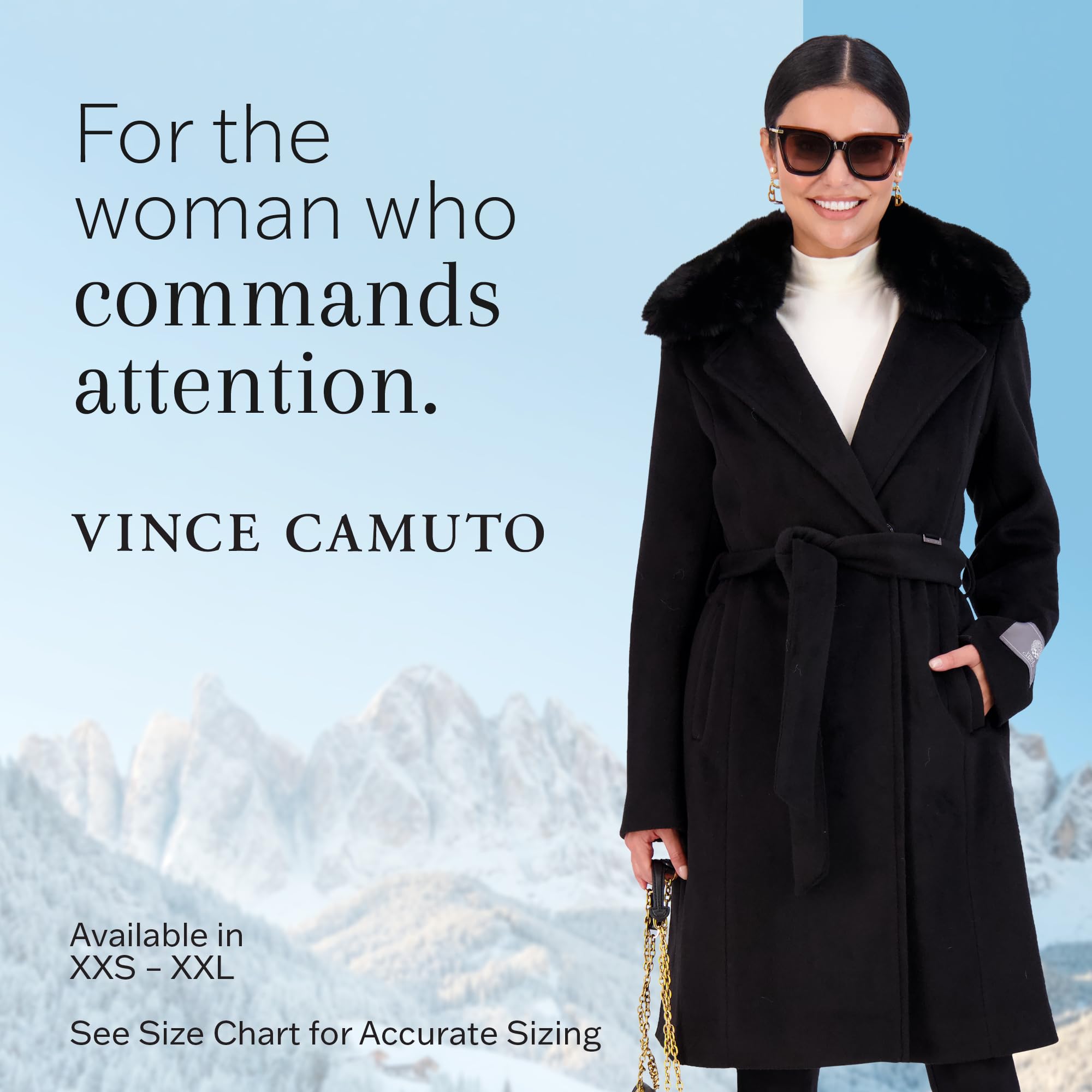 Vince Camuto Women's Wool Trench Coat - Winter Warm Peacoat & Dress Coat for Office, Parties & Formal Events - Stylish Outerwear for Cold Weather