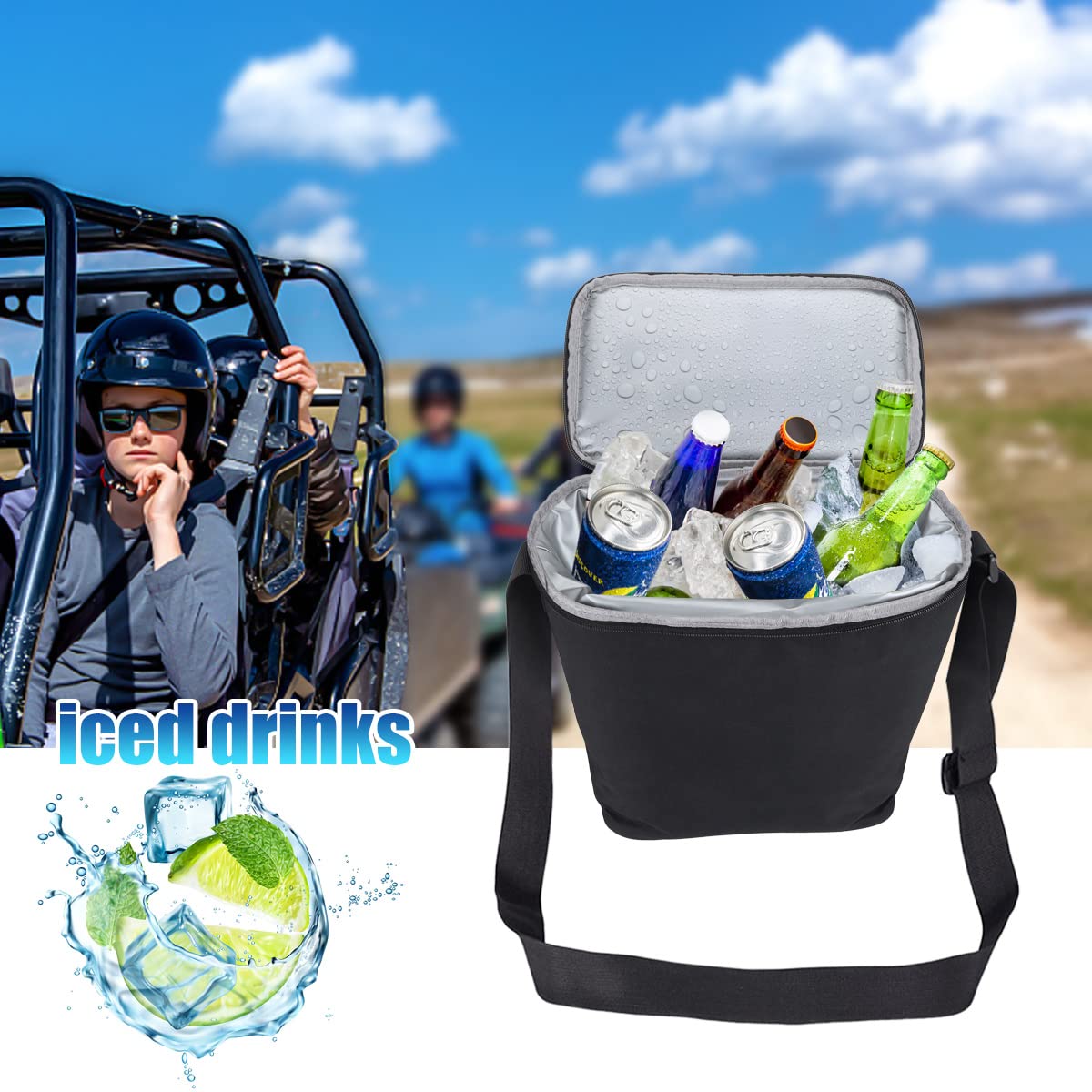 Defender Center Underseat Storage Bin with Portable Ice Chest Cooler - Compatible with Can Am Defender & Defender Max 2016-2022 Models (Replaces OEM #715003446) - Perfect for Off-Road Adventures, Camping & Outdoor Activities