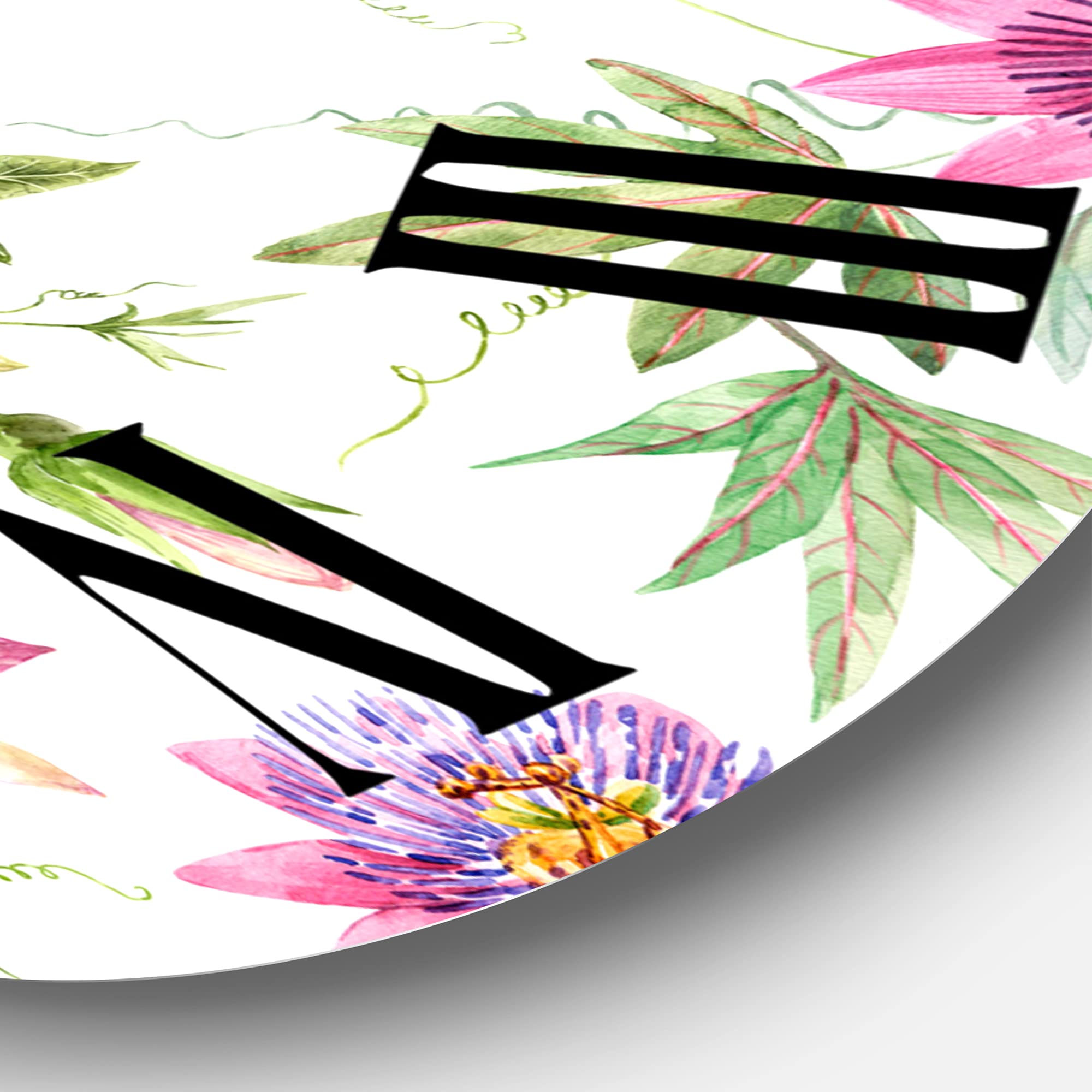Pink Passionflower Wall Clock - Large Traditional Floral Wall Clock for Home & Bedroom Decor | Perfect for Living Room, Office & Farmhouse Style Interiors
