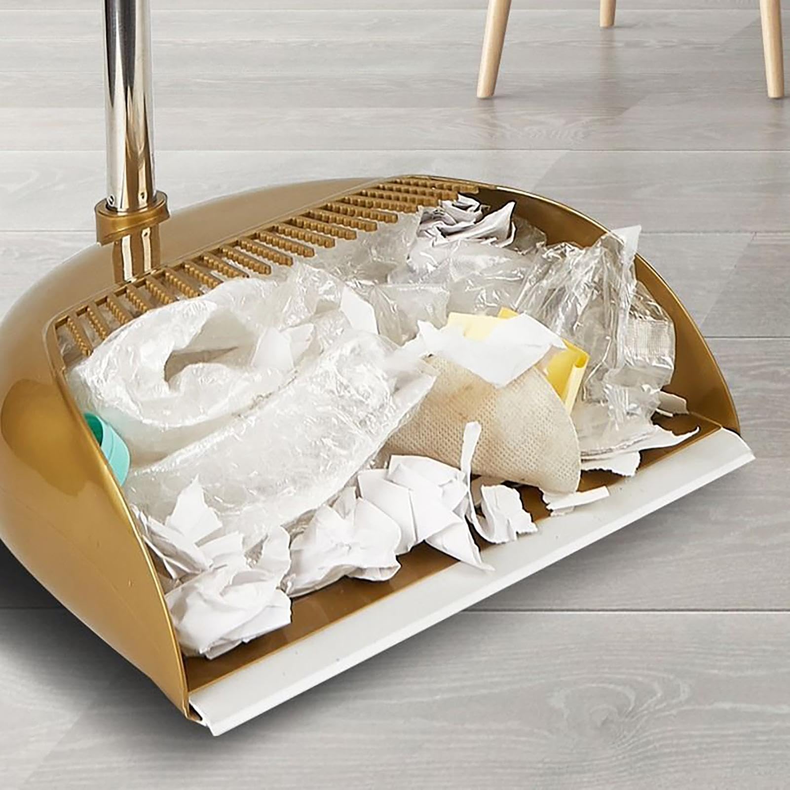 Heavy Duty Broom and Dustpan Set with Long Handle - Stand Up Broom Combo for Kitchen, Office & Home Cleaning - Durable Sweeping Tools for Hard Floors and Pet Hair Removal