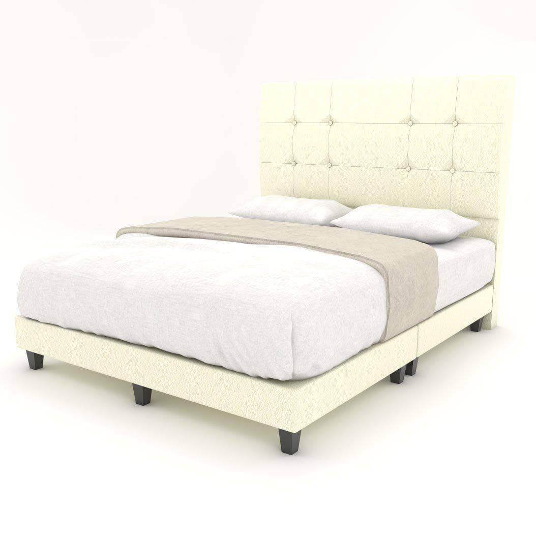 Jaxon Faux Leather Upholstered Queen Size Bed Frame with Wooden Slats - Modern Platform Bed for Master Bedroom, Guest Room & Apartment