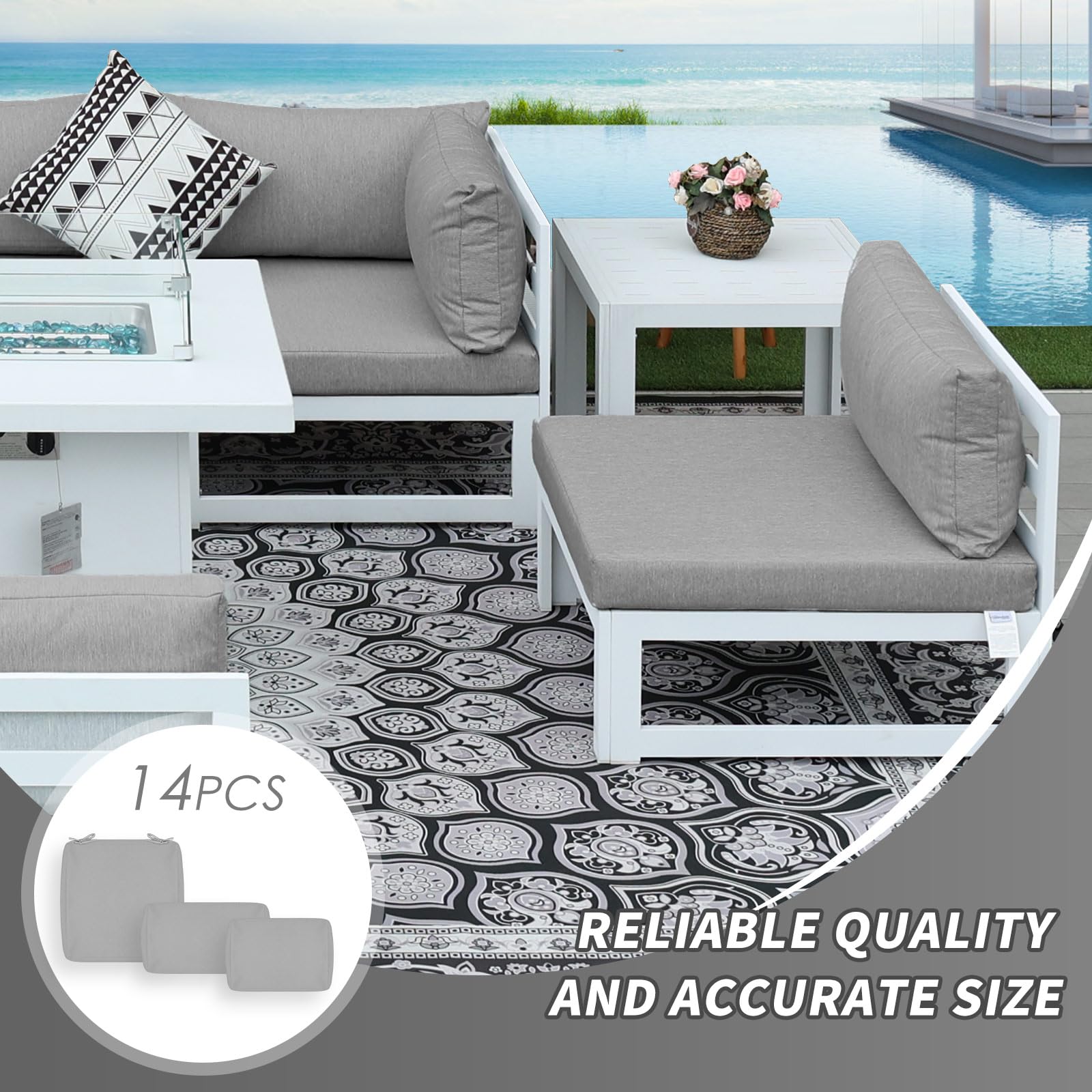 NICESOUL® 14-Piece Waterproof Outdoor Patio Cushion Covers Set - 28