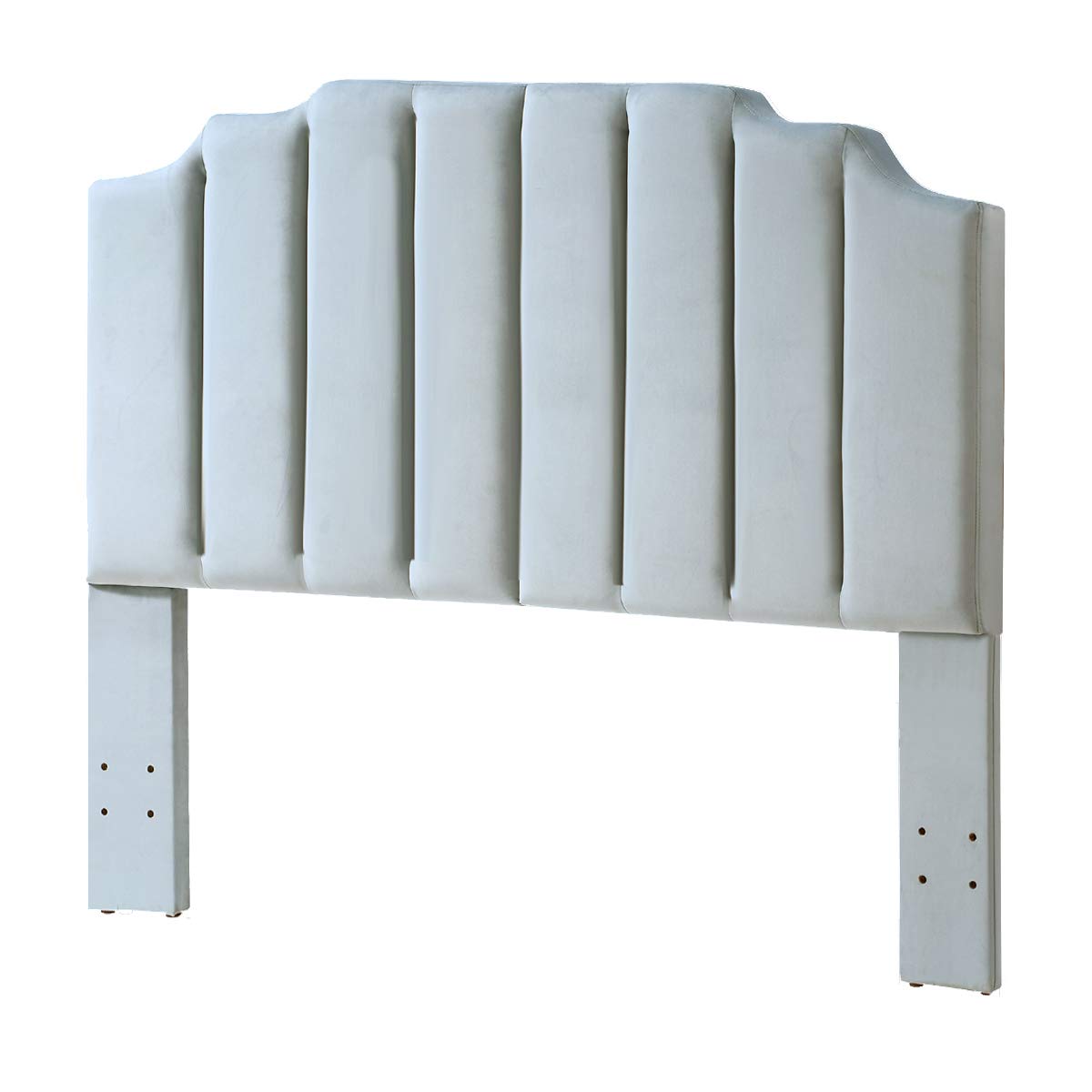 24K Gold Gray Velvet Upholstered Queen/Full Size Headboard - Tufted Channel Design with Curved Accents for Modern Bedroom Decor | Perfect for Master Bedrooms, Guest Rooms & Luxury Apartments