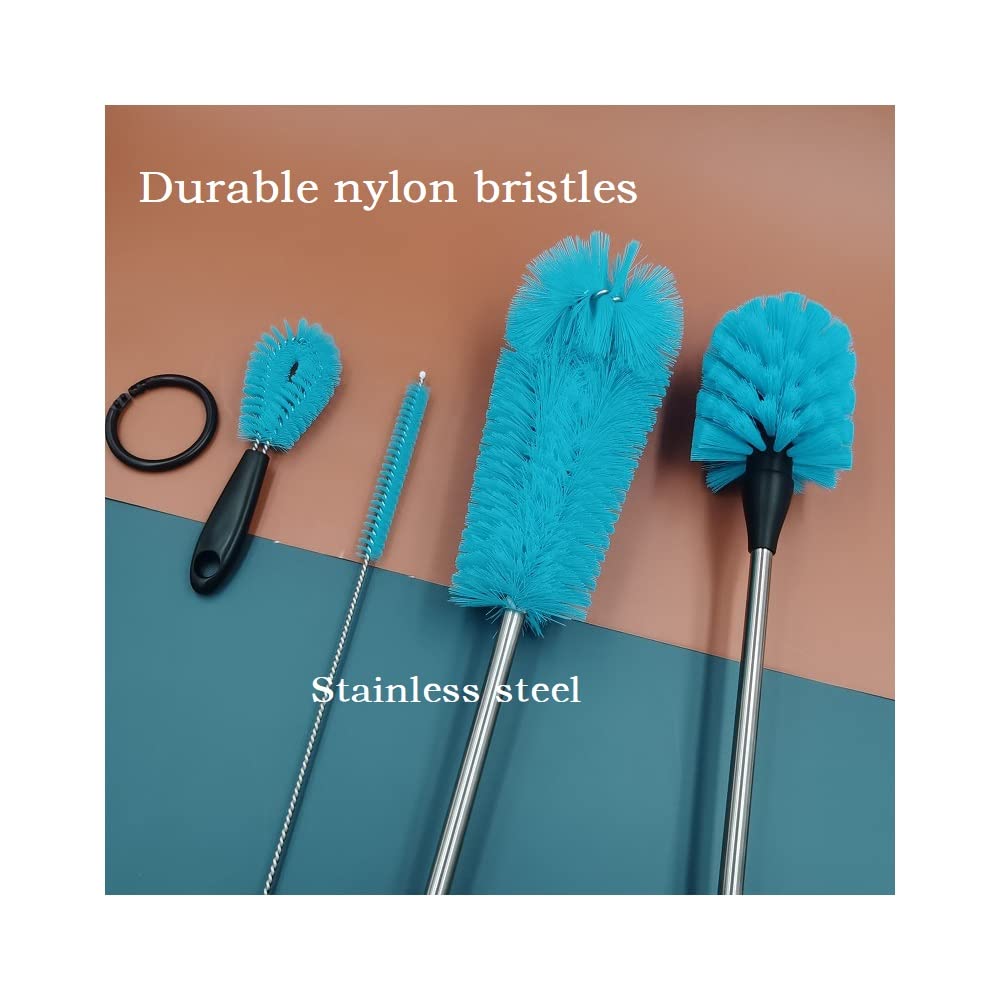 Premium Bottle Brush Cleaning Kit - 4PCS Multi-Purpose Brushes for Water Bottles, Baby Bottles, Straws, Coffee Pots, Kettles & More | Perfect for Home, Office, Travel & Camping Use