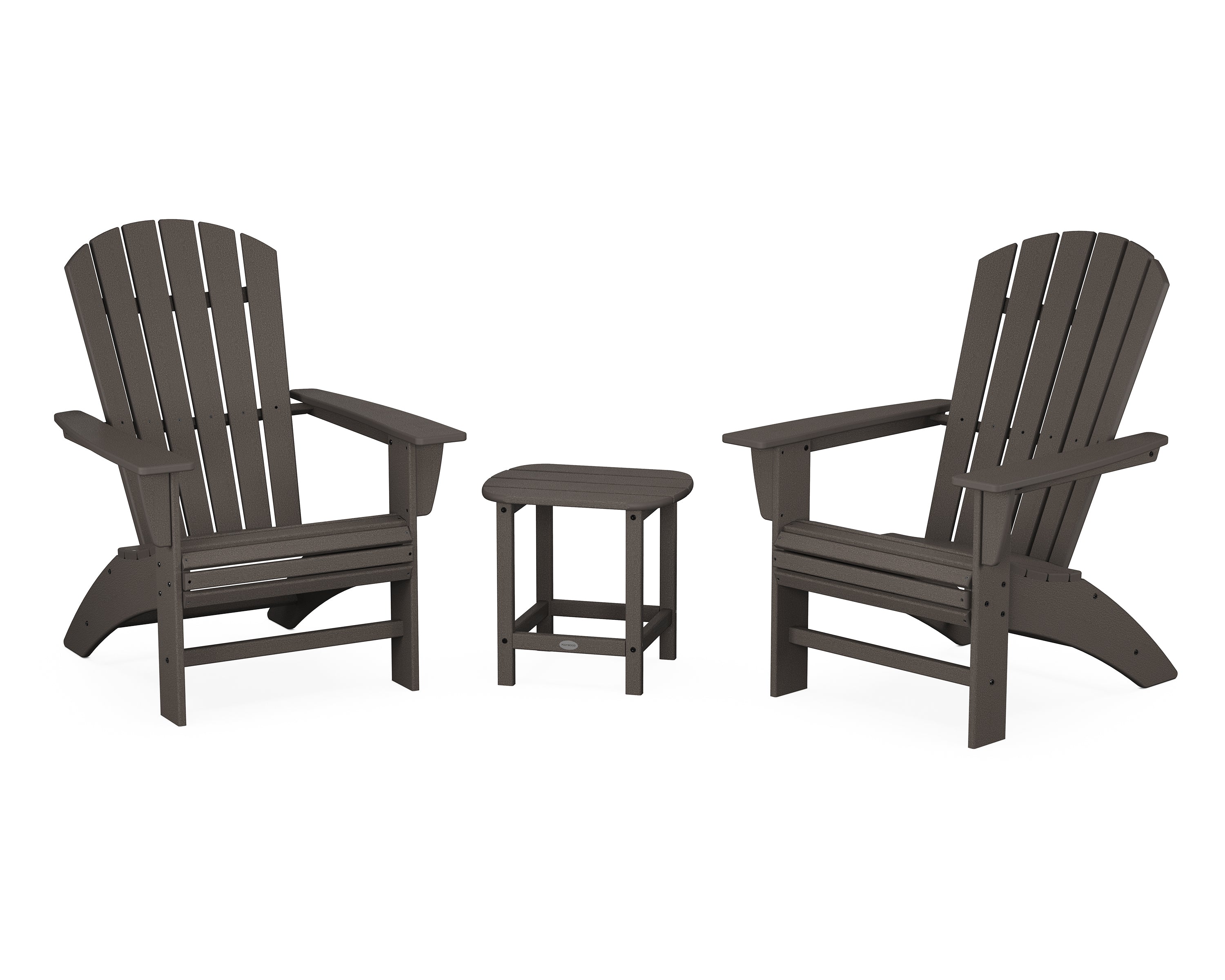POLYWOOD Nautical 3-Piece Curveback Adirondack Chair Set - Outdoor Patio Furniture for Beach, Poolside & Garden Relaxation