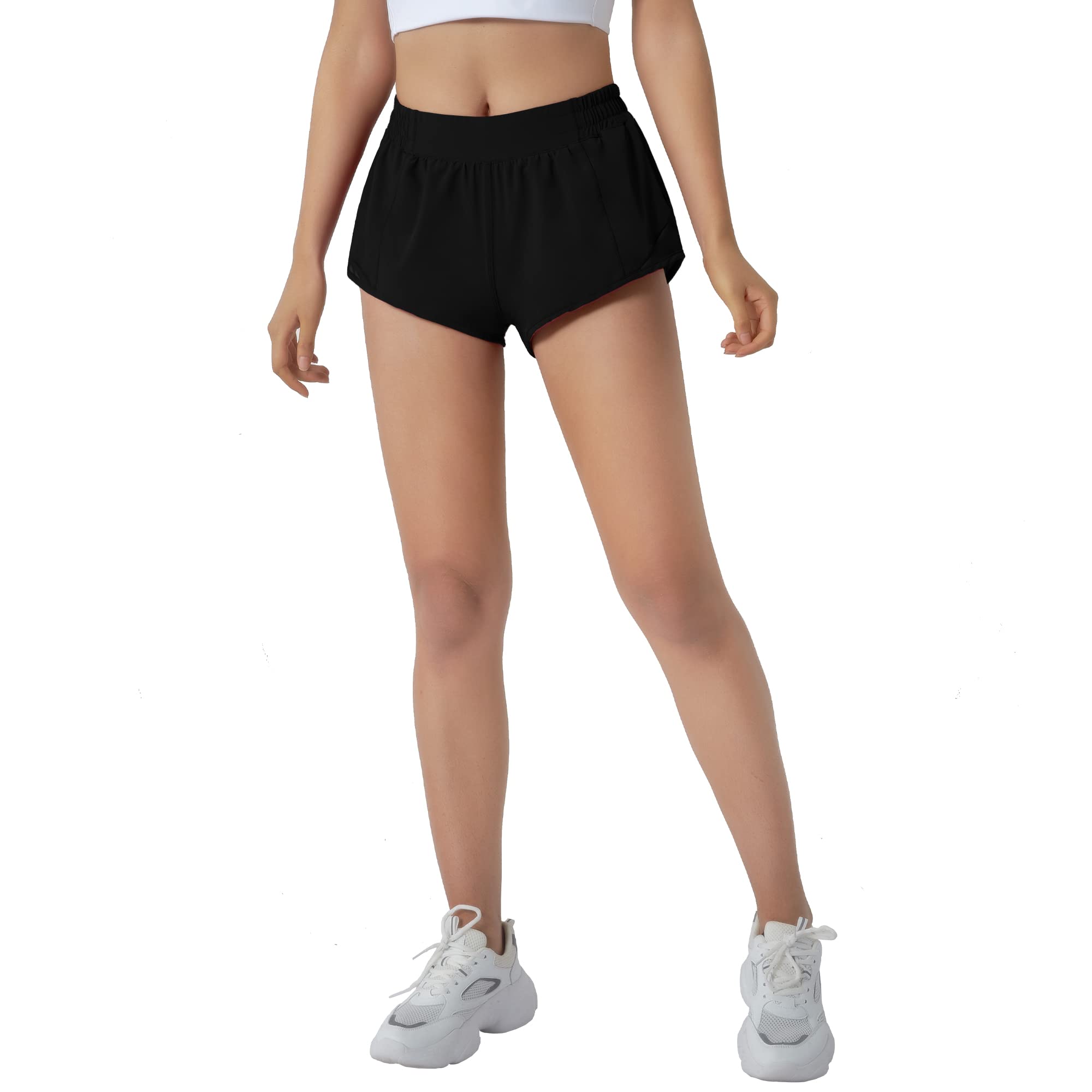 **Aurefin Women's Running Shorts - Quick Dry Athletic Sports Shorts, Lightweight Workout Gym Shorts with Zip Pocket - Perfect for Jogging, Yoga & Fitness Training**
