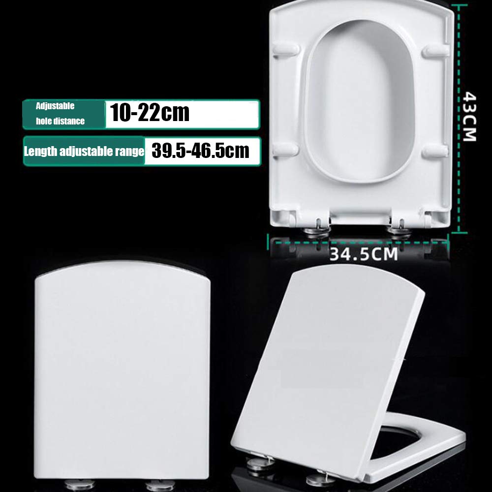 Soft Close Toilet Seat with Quick Release - Heavy Duty, Easy to Clean White Square Bathroom Toilet Lid - Perfect for Modern Homes, Apartments & Commercial Restrooms