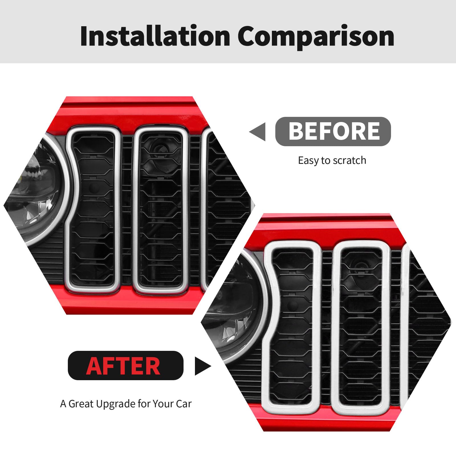 Jeep Wrangler JL JLU & Gladiator JT 2024+ Front Grille Inserts - White Exterior Accessories for Off-Road Style & Customization | Perfect for Jeep Enthusiasts & Outdoor Adventures