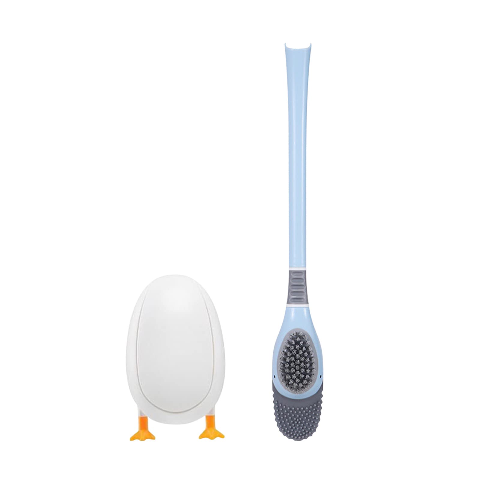 **Silicone Toilet Brush with Cartoon Design - Flexible, Punch-Free, Wall-Mounted Toilet Bowl Cleaner for Bathroom Cleaning (Blue) - Ideal for Home, RV, and Small Space Hygiene**