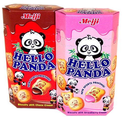 Meiji Hello Panda Chocolate Filled Cookies 2.0 Oz (Pack of 4) - Crunchy Snack for Kids Lunch Box, Party Favors & Office Treats