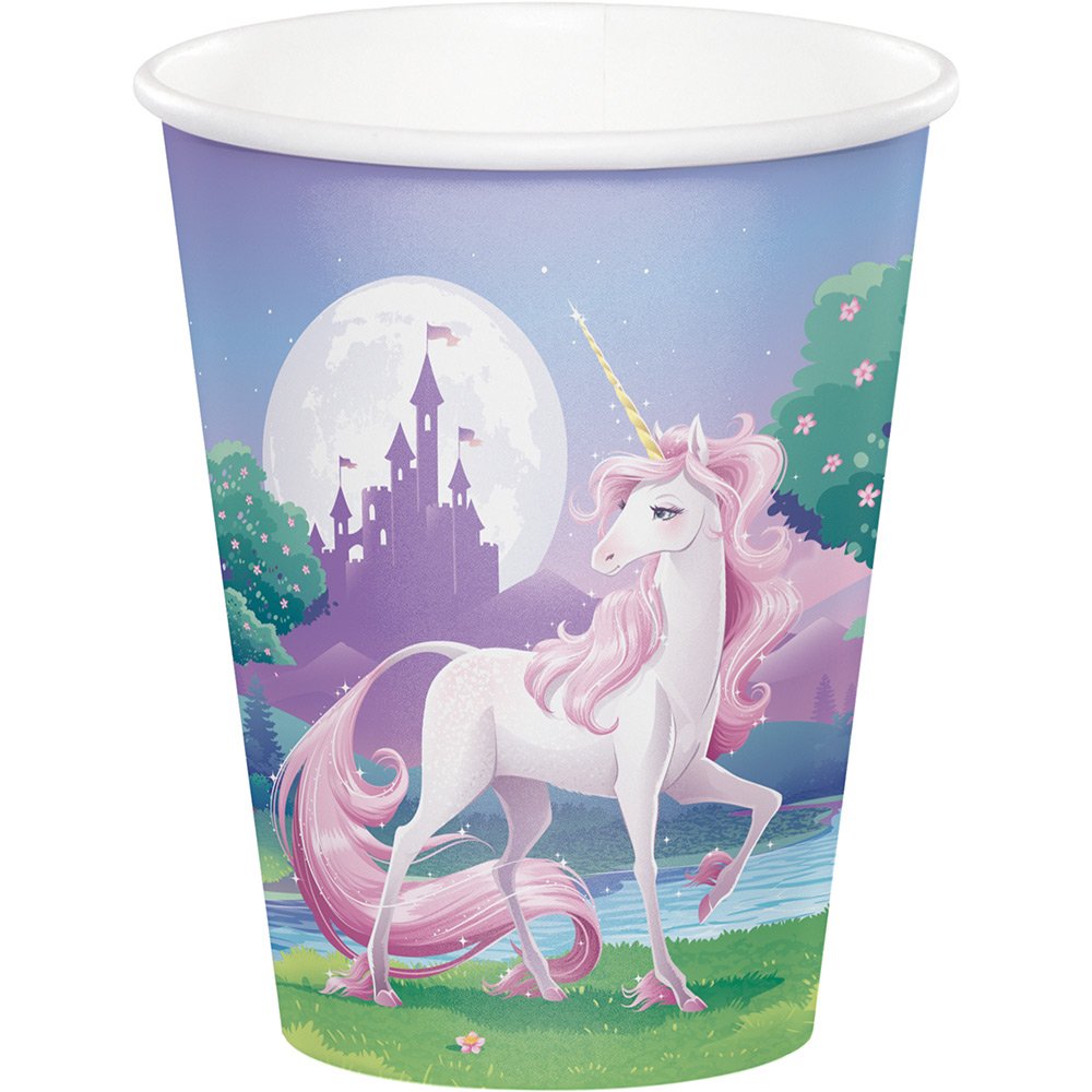 Creative Converting 96 Count 9 oz Hot & Cold Disposable Cups - Unicorn Fantasy Design for Parties, Events, and Home Use