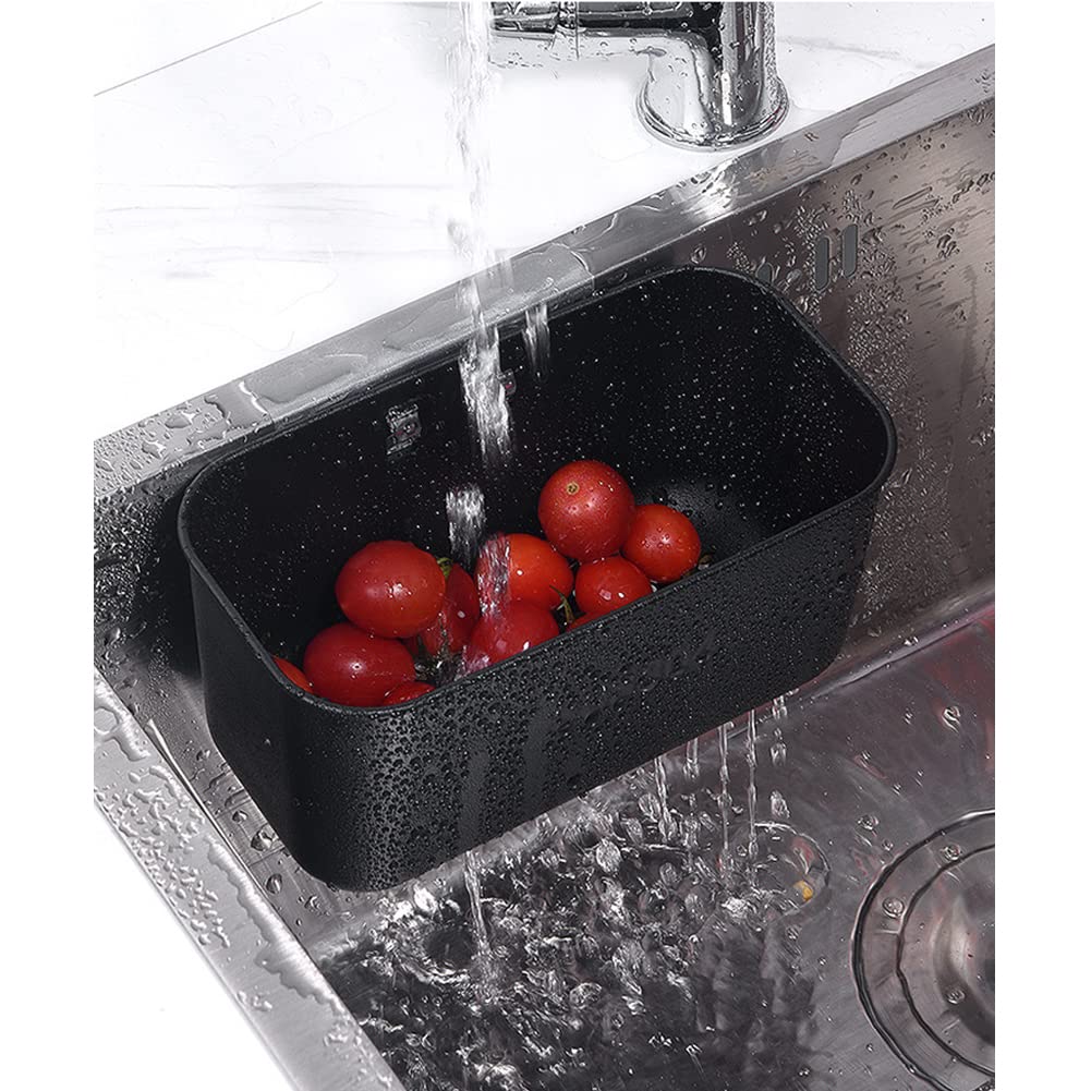 Stainless Steel Sink Strainer Basket - Multi-Functional Kitchen Sink Filter for Food Waste, Vegetables, Fruits (Black) | Perfect for Washing Produce, Preventing Clogs in Kitchen Sinks