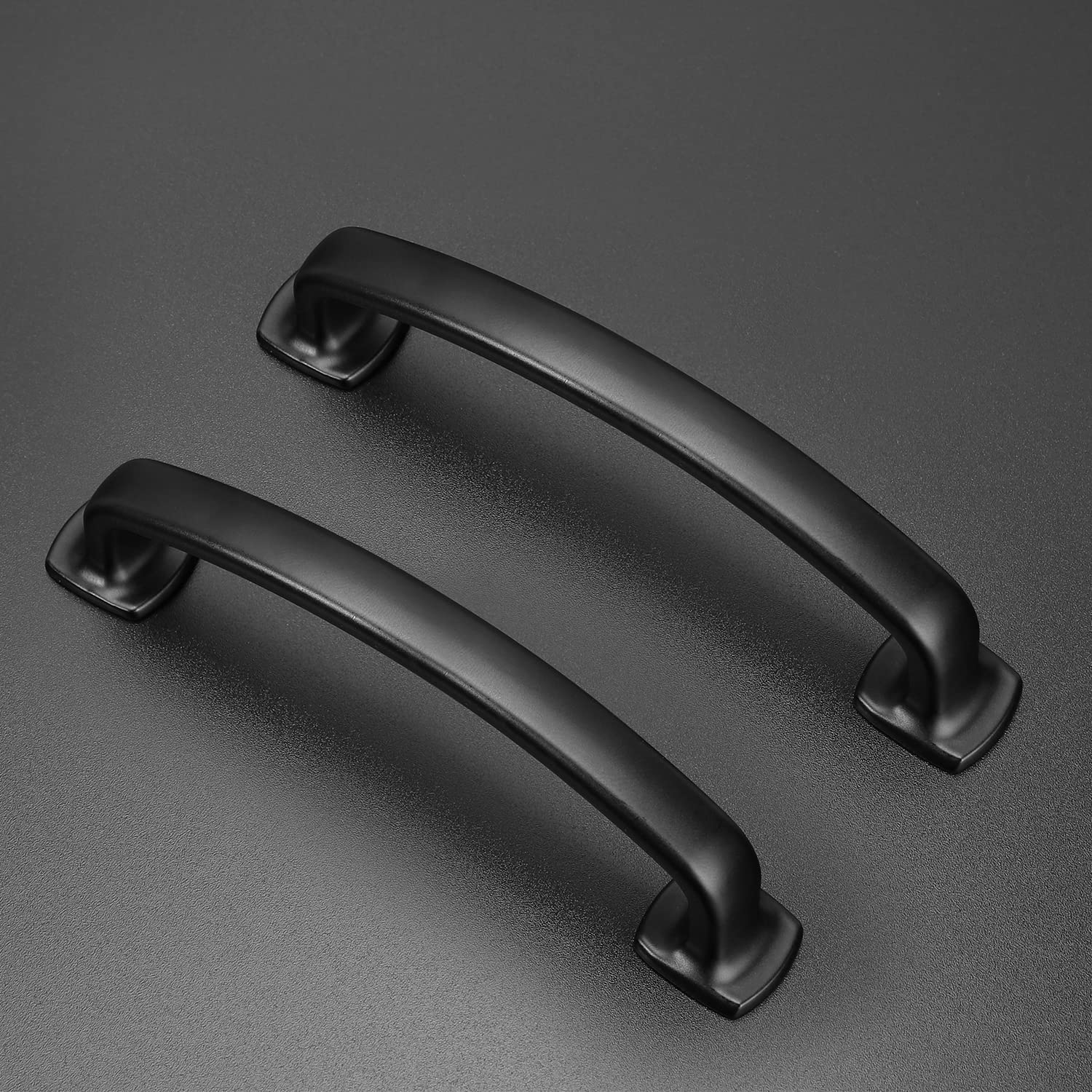 Ravinte 10-Pack 5-Inch Matte Black Cabinet Pulls - Solid Square Foot Curved Drawer Handles for Kitchen Cabinets | Durable Hardware for Modern Kitchens, Bathrooms & Office Furniture