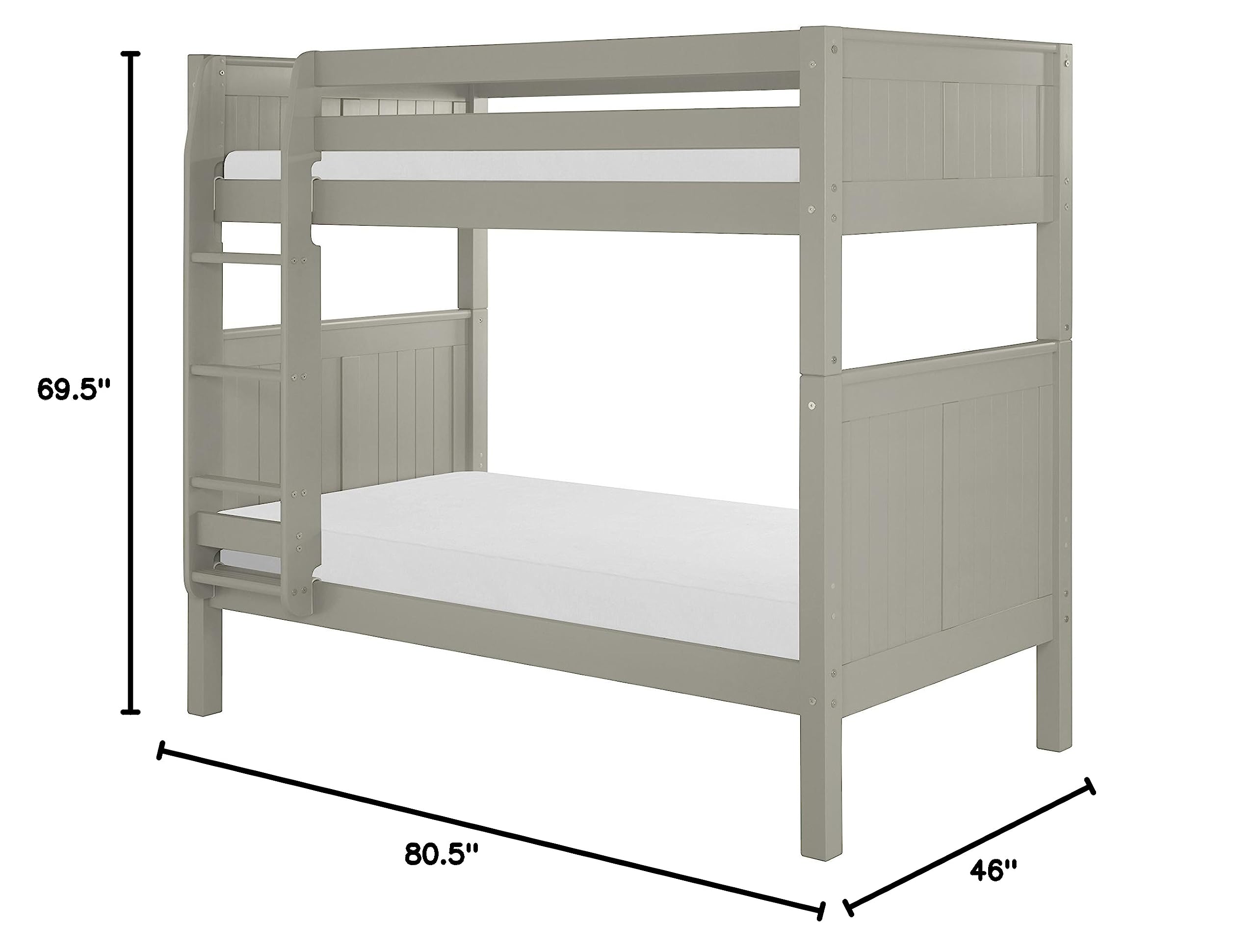Camaflexi Twin Size Bunk Bed Panel Headboard - Grey Finish (C924_GY) | Space-Saving Bedroom Furniture for Kids & Teens Rooms, Dorms & Small Spaces