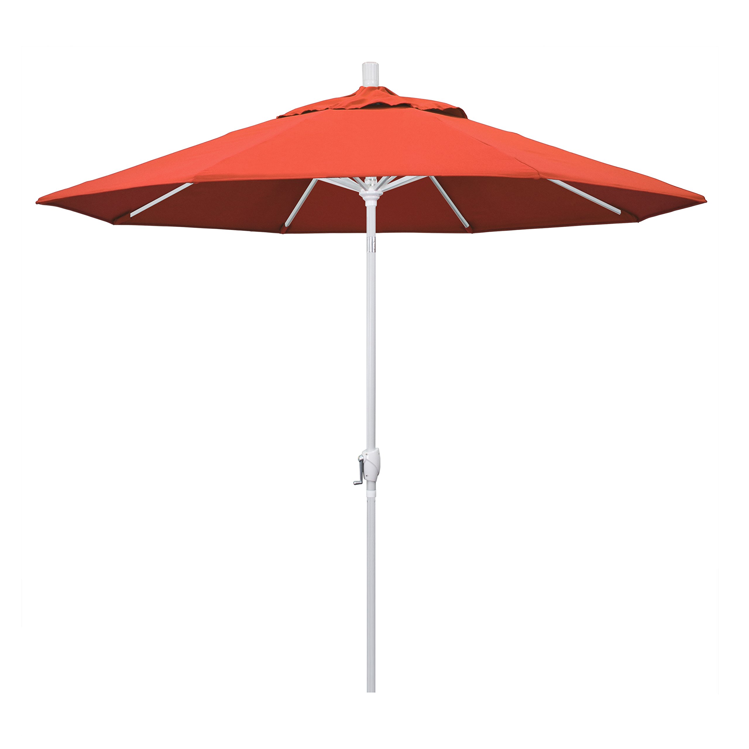 9' Round Aluminum Market Umbrella with Crank Lift & Push Button Tilt - White Pole Sunset Olefin Canopy - Perfect for Patio, Garden, Poolside, and Outdoor Dining Areas