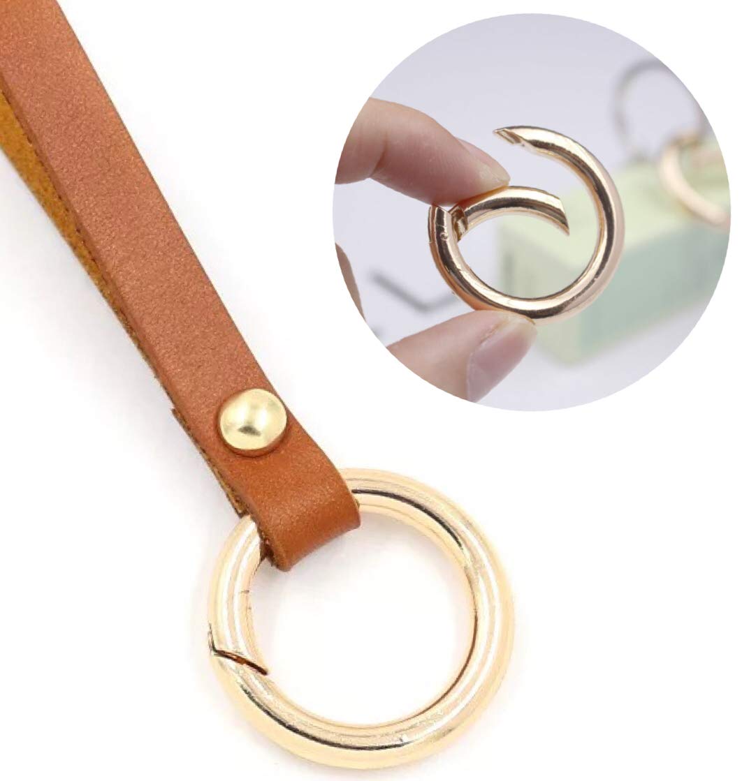 Genuine Leather Wristlet Keychain with 3 Detachable Key Rings - Handmade Wrist Strap & Lanyard for Men & Women - Hand Badge Holder Key Fob for Wallet or Purse (Light Brown) - Perfect for Office, Travel, and Everyday Use