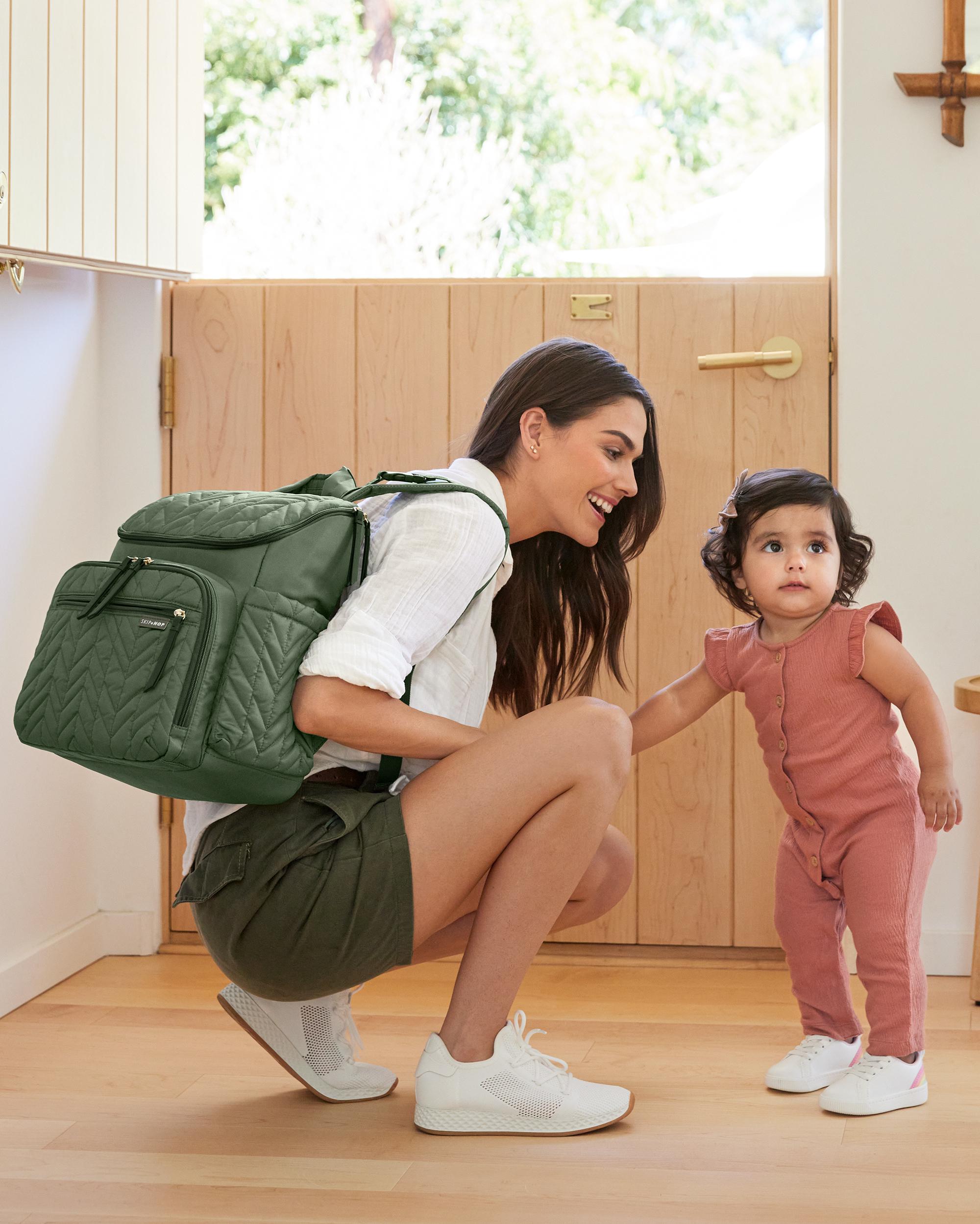 Skip Hop Forma Diaper Backpack - Dark Sage | Stylish & Spacious Baby Bag for Parents on the Go | Perfect for Daycare, Travel & Everyday Use