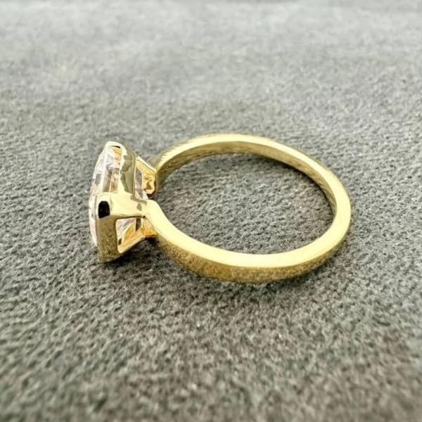 2.50 Ct Radiant Cut East West Diamond Solitaire Promise Ring - 14K Yellow Gold Plated 925 Sterling Silver - Elegant Half Bezel Set Engagement Ring - Handmade Jewelry for Proposal, Anniversary & Special Occasions