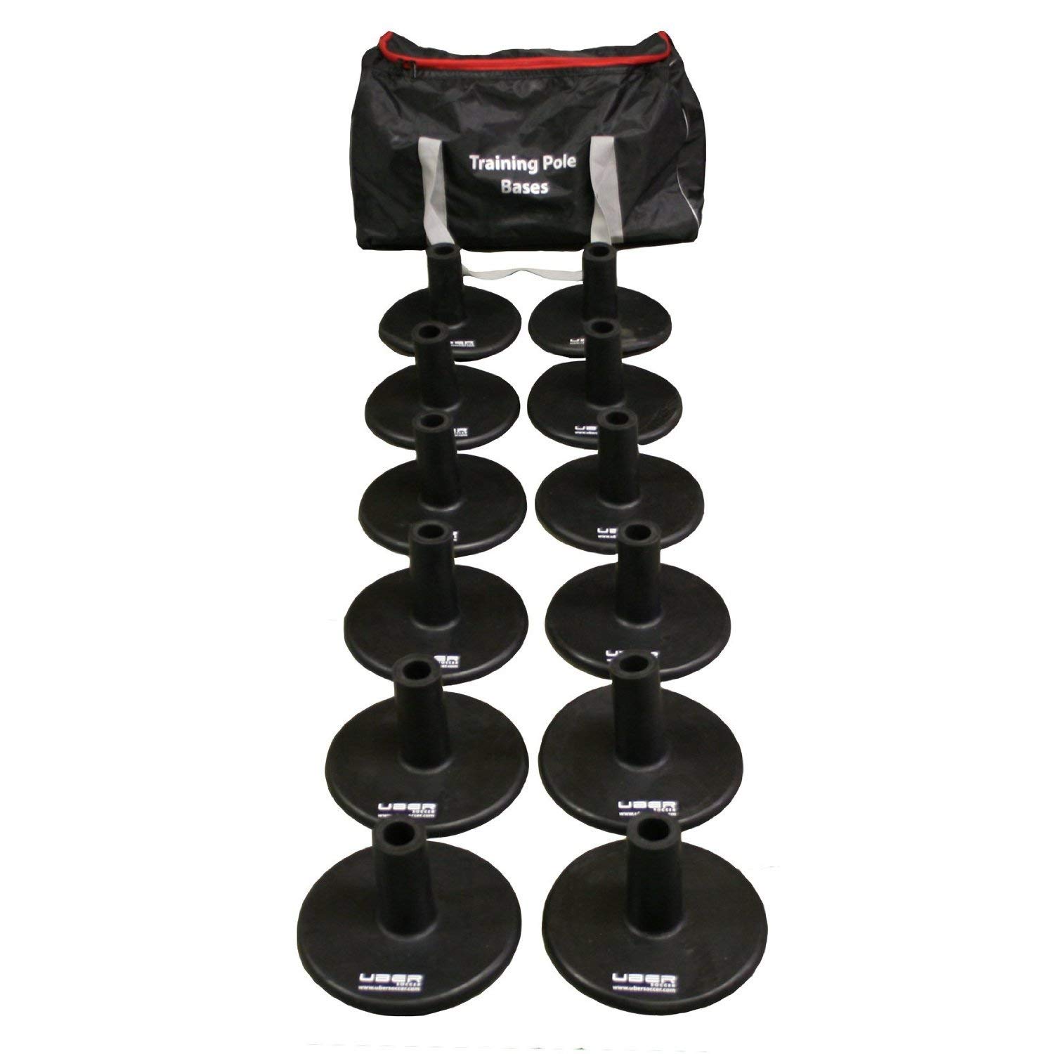 Weighted Agility Training Poles Set - 12 Rubber Cones with Heavy Bases for Speed & Agility Drills - Perfect for Football, Soccer & Fitness Training