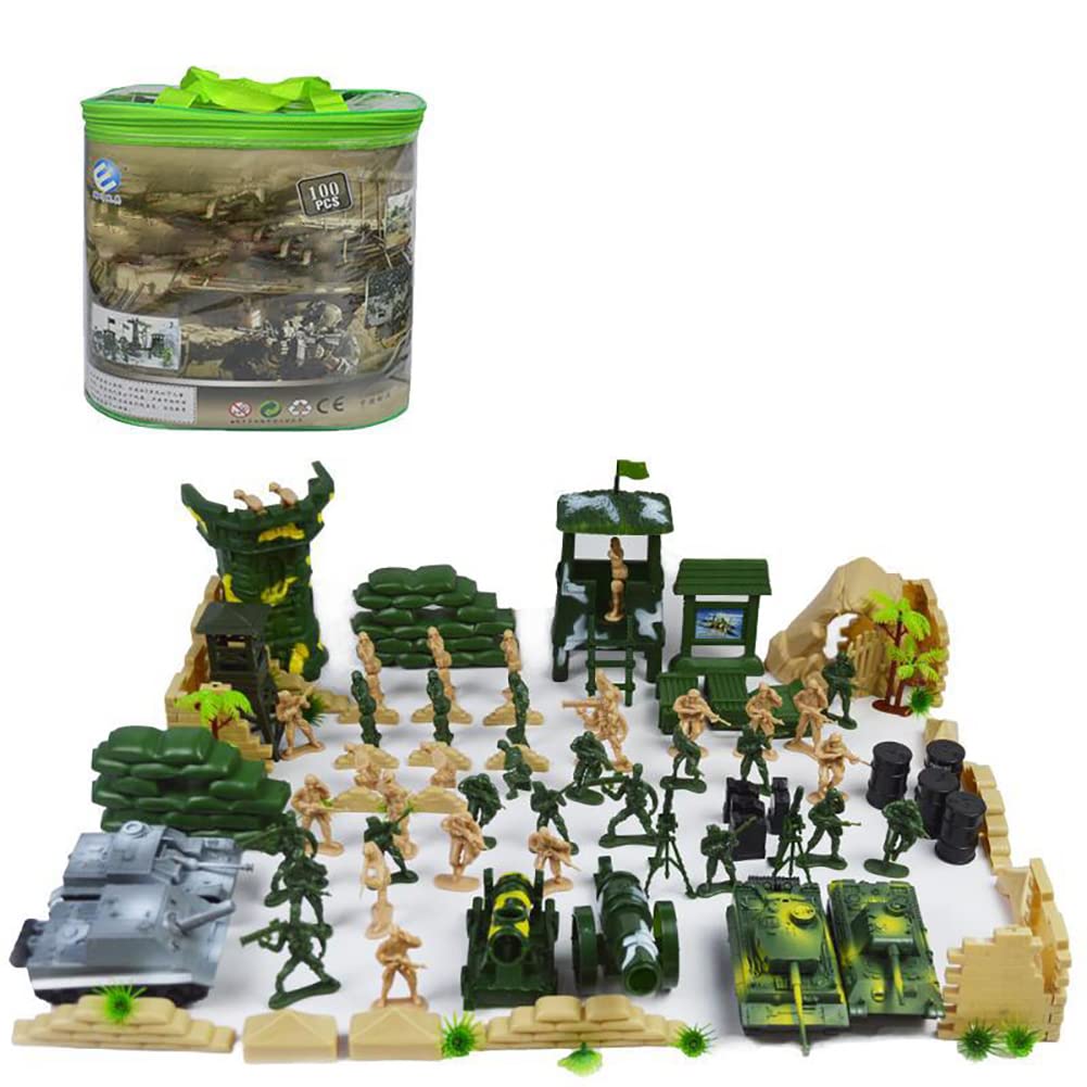 100 PCS Army Men Action Figures Set - 52pcs Military Toy Soldiers with Weapons Accessories | Mini Army Playset for Kids, Boys & Collectors | Perfect for Battle Scenes, Birthday Gifts & War-Themed Parties