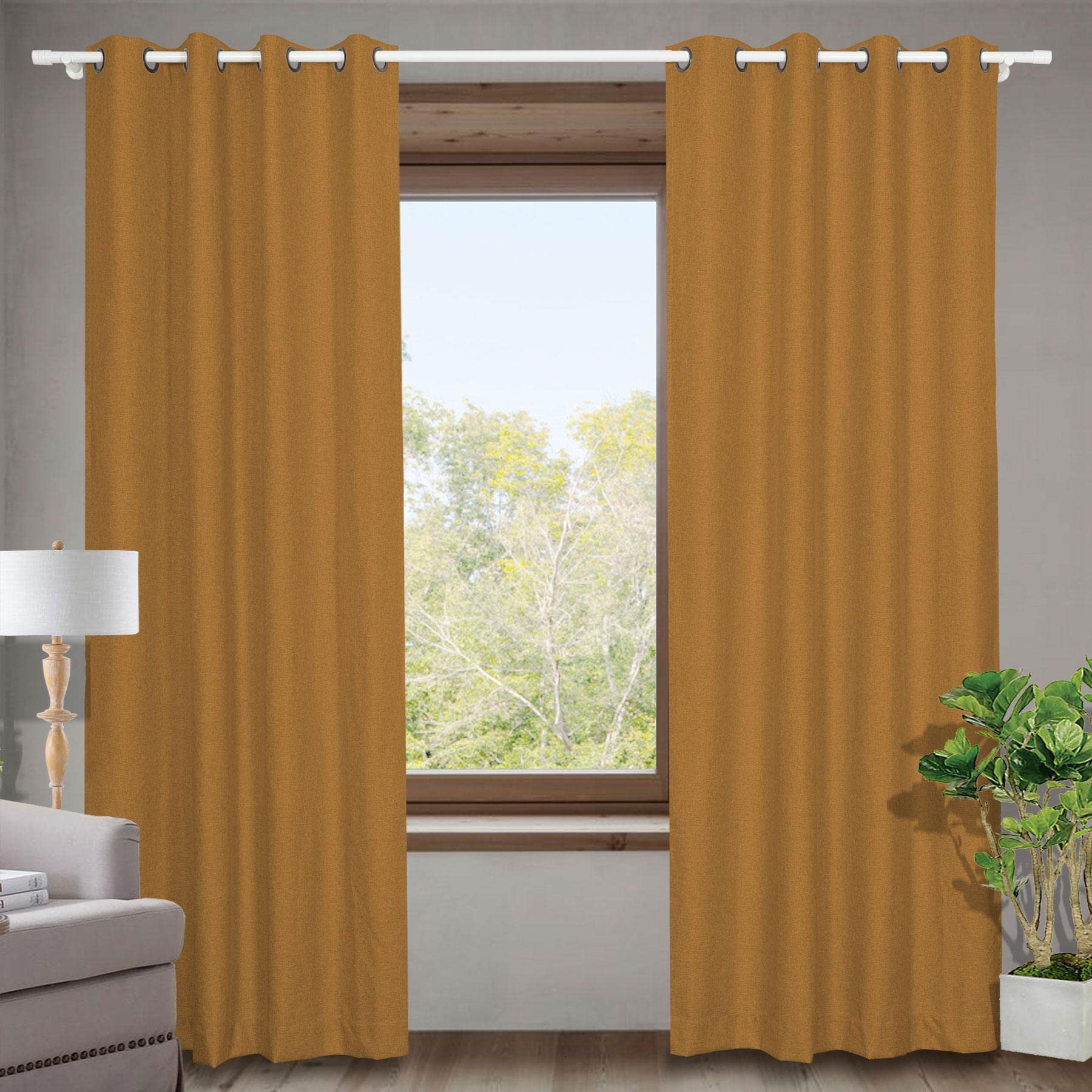 Frelement 100% Blackout Thermal Insulated Linen Curtains - 100 Inch Wide x 96 Inch Long (2 Panels) - Bronze Grommet Top, Noise Reducing, Full Light Blocking for Living Room & Bedroom - Perfect for Home Theater, Nursery, and Shift Workers (Chocolate Brown)