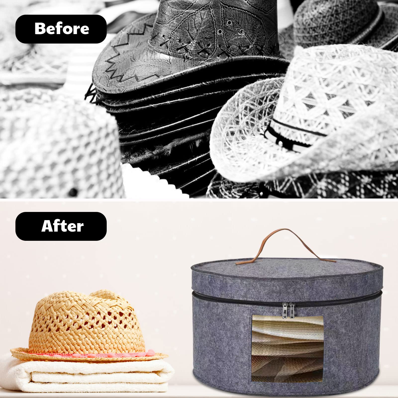 Stylish Round Hat Storage Box with Dust-Proof Lid for Women & Men – Large Light Grey Organizer for Hats, Caps & Toys – Perfect for Closet, Bedroom & Travel Organization