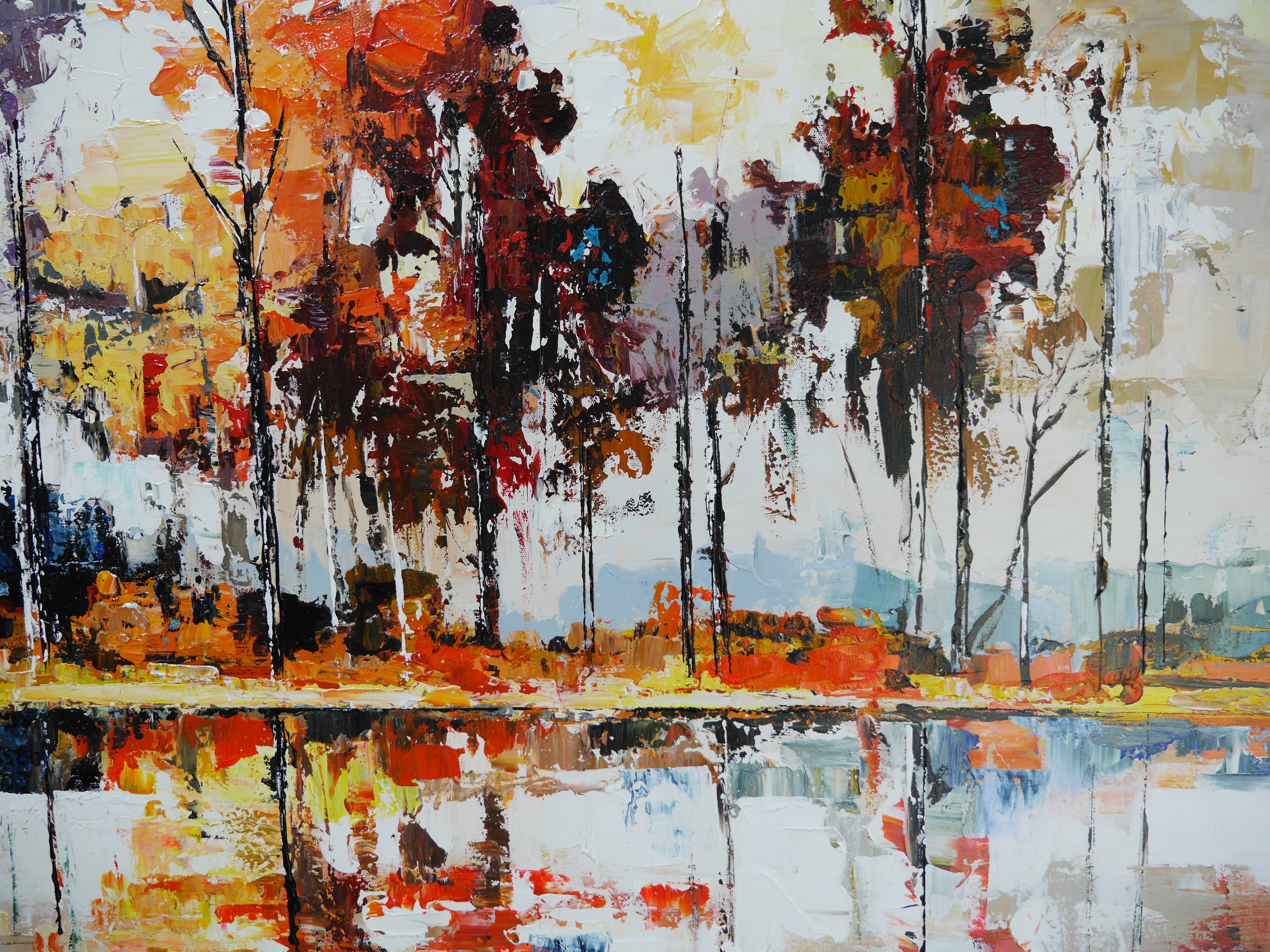 Lakeside 190cm x 100cm Abstract Realism Framed Textured Canvas Art Painting - Perfect for Living Room, Bedroom or Office Wall Decor