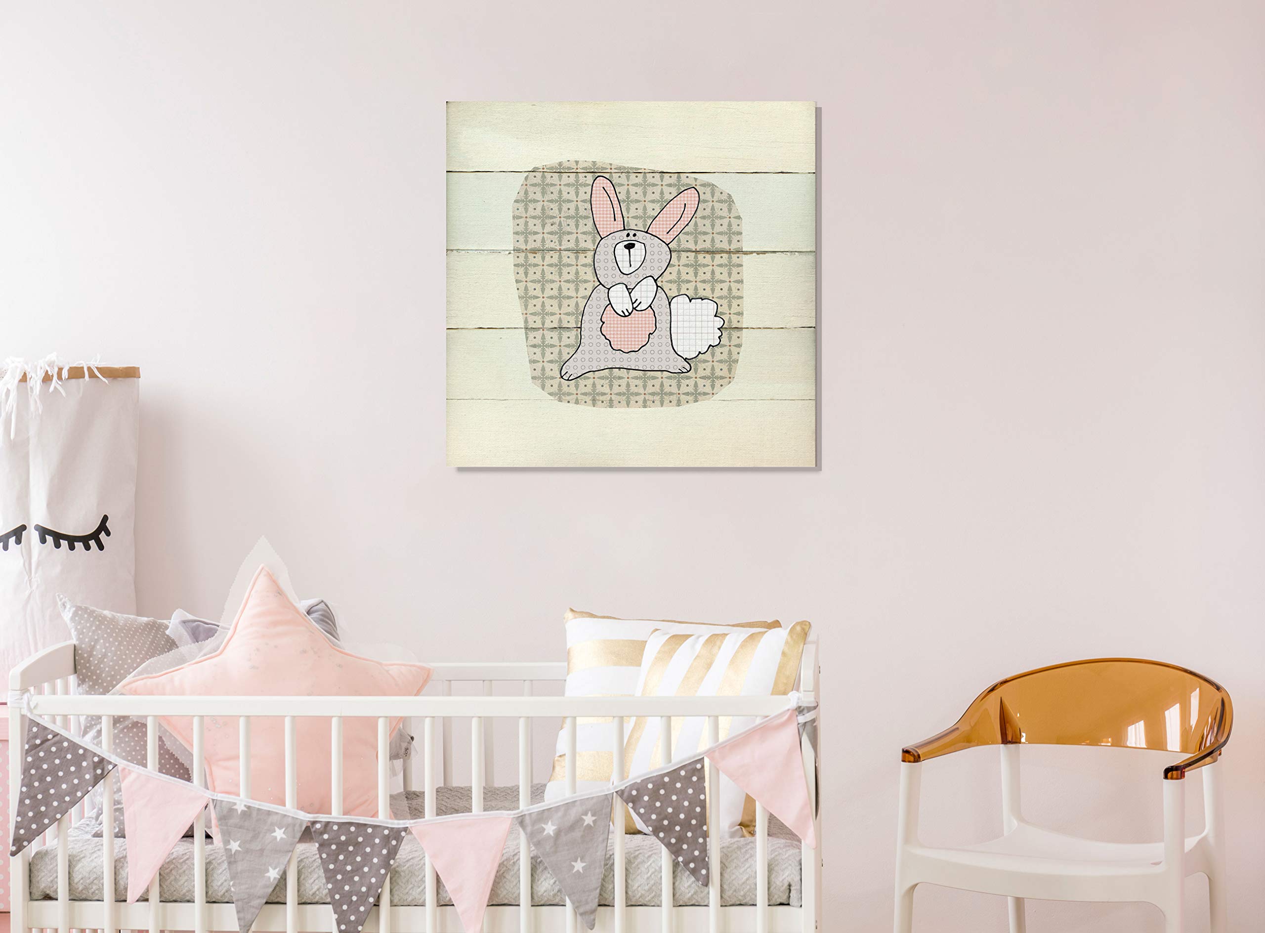 Woodland Creatures Rabbit Wall Art - 32x32 Inch Nursery Decor, Kids Room & Playroom Animal Themed Painting | Perfect for Baby Shower Gifts & Children's Bedroom Decoration