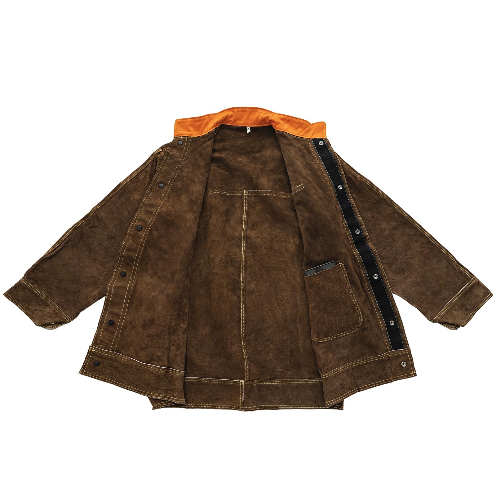 YESWELDER Heavy Duty Leather Welding Jacket for Men & Women - Heat & Flame Resistant Welding Coat for Arc, MIG, TIG Welding - Perfect for Metal Fabrication, Construction & DIY Projects