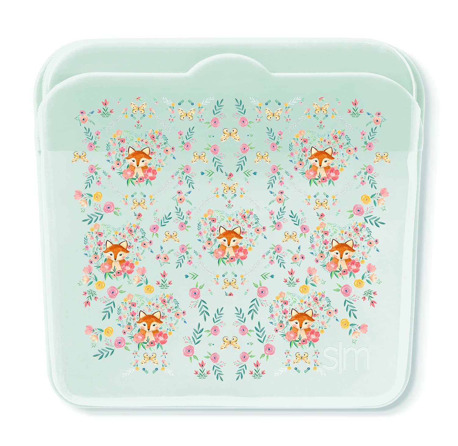 Eco-Friendly Silicone Sandwich Bags Reusable - Plastic-Free Food Storage for Snacks & Lunches | Microwave, Freezer & Oven Safe | 18oz (Fox & Flower Design) | Perfect for School, Work & Picnics