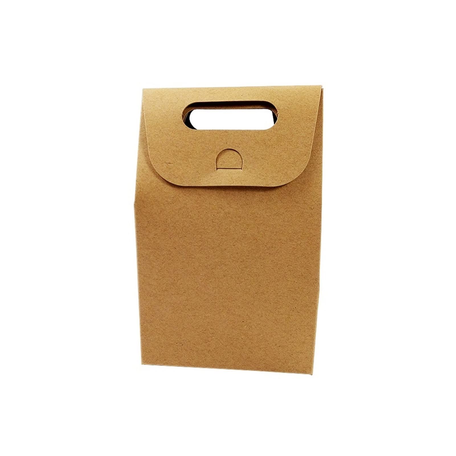 50-Piece Kraft Paper Gift Bags for Desserts, Candy & Party Favors - Eco-Friendly Brown & White Wedding, Birthday, Baby Shower Packaging (Ideal for Cookies, Chocolates & Small Treats)