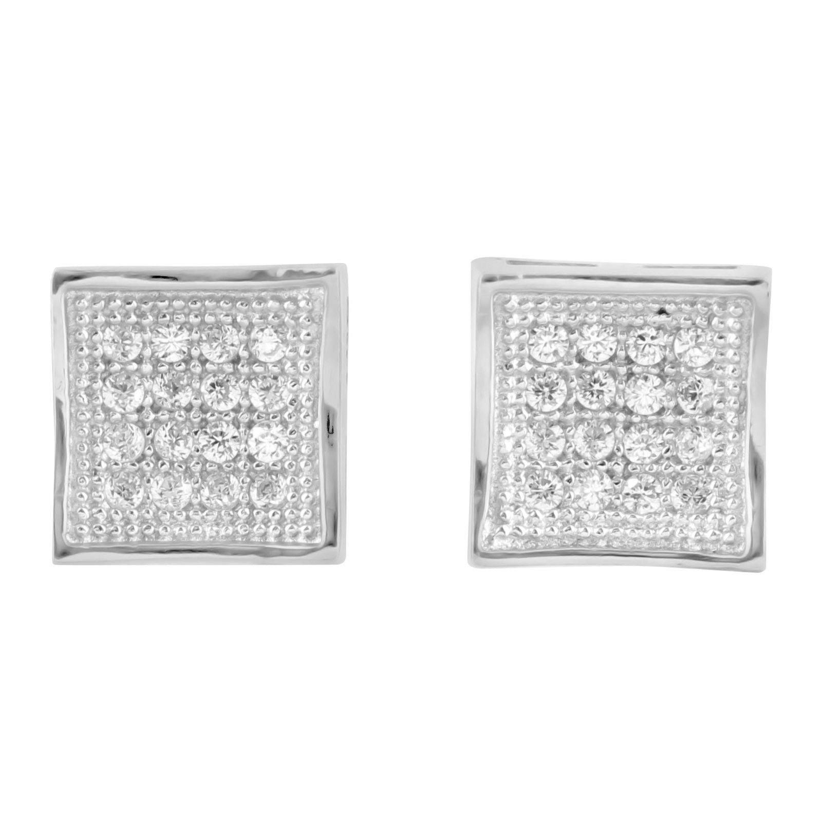 Lab Grown Diamond Square Stud Earrings in Sterling Silver with White Gold Finish - Perfect for Weddings, Parties & Everyday Elegance