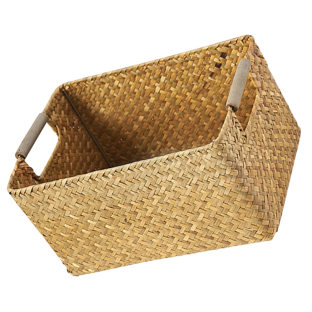 Stylish Woven Rattan Storage Basket with Lid - Nordic Home Decor for Wardrobe, Grocery & Organizing - Hyacinth Seaweed Design