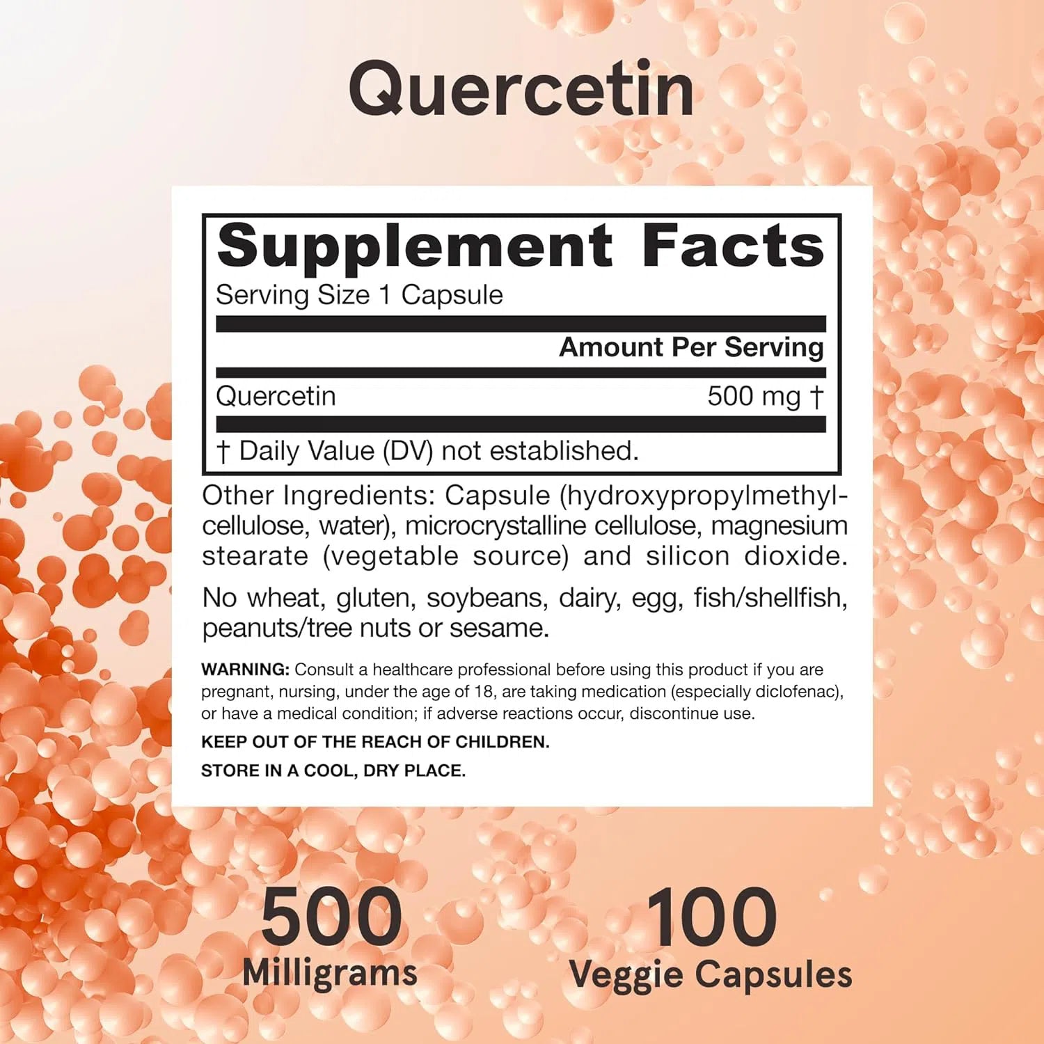 Jarrow Formulas Quercetin 500mg Supplement - Antioxidant Support for Immune Health & Allergy Relief - Daily Wellness & Seasonal Support
