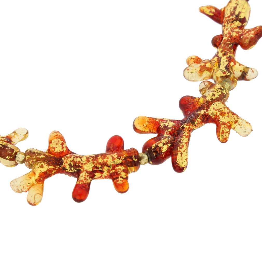 Venetian Murano Glass Coral Necklace - Handmade Italian Jewelry for Women, Perfect for Weddings, Parties & Special Occasions