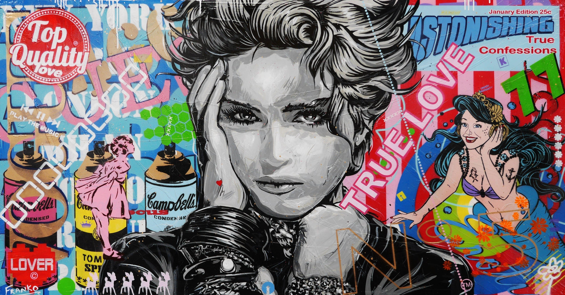 Lucky Star 190cm x 100cm Madonna Urban Pop Art Canvas Painting - Large Wall Decor for Living Room, Bedroom & Office