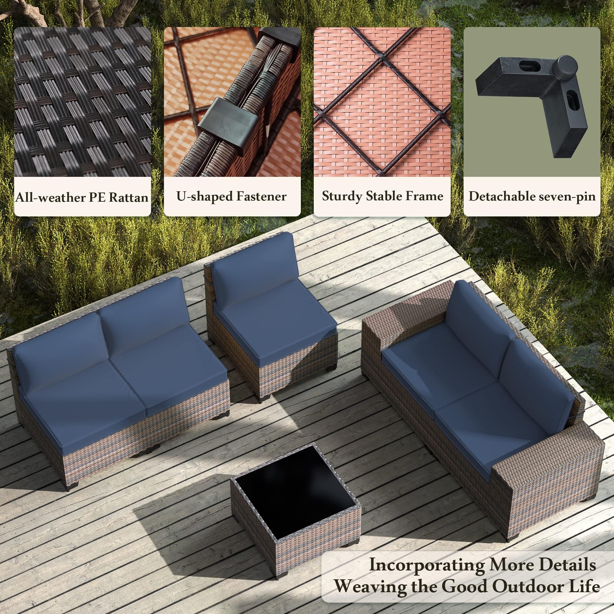 10-Piece Outdoor Patio Furniture Set with ETL Approved 45