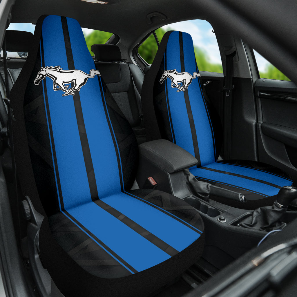 Premium Blue Ford Mustang Fastback Seat Covers - Custom Fit for 1965-1973 Muscle Car Models | Durable Neoprene Protection for Racing & Daily Driving