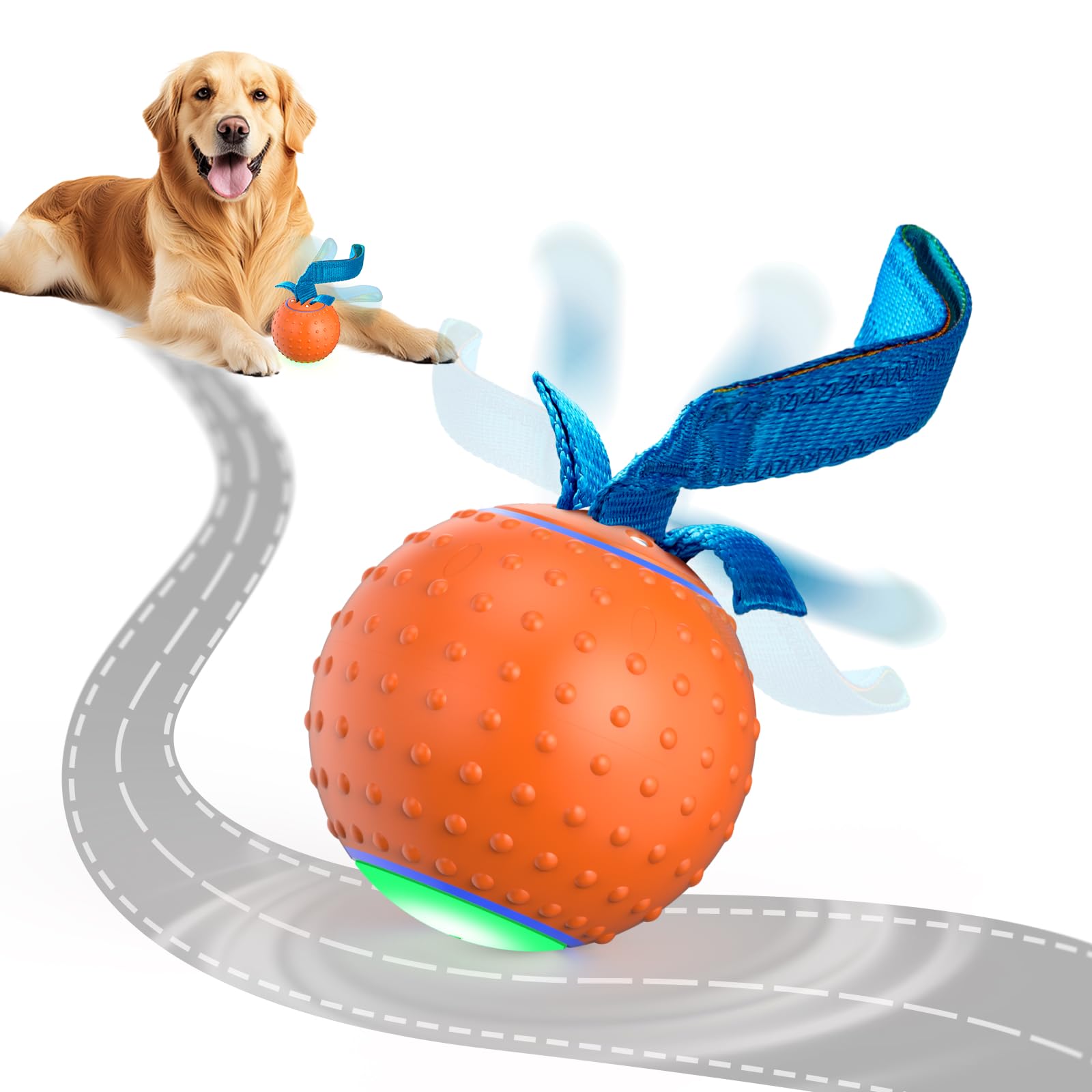 Interactive Electric Automatic Moving Dog Ball Toy - Rechargeable Smart Rolling Squeaky Ball for Small & Large Puppies - Keep Dogs Entertained & Relieve Boredom - Perfect for Indoor Play, Outdoor Exercise & Training Sessions