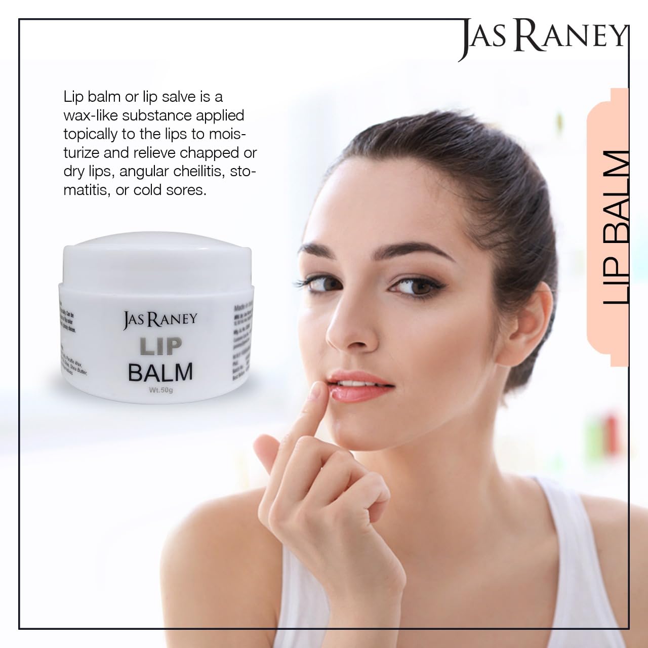 Jas Raney Lip Balm for Dark Lips - Lighten Pigmented, Dry & Chapped Lips with Shea Butter (50g) - Moisturizing Lip Care for Daily Use & Night Treatment