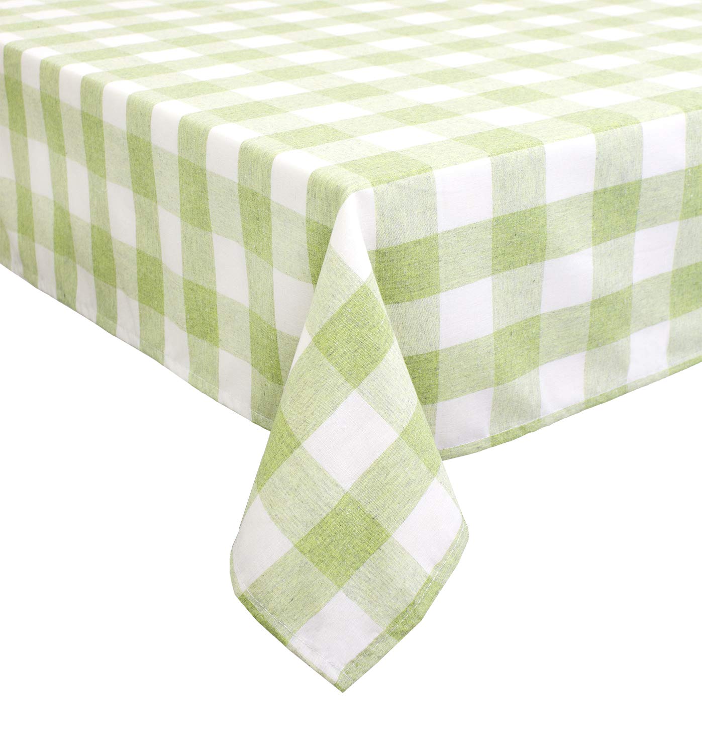 Fennco Country Buffalo Check Soft Tablecloth 56 x 56 Inch - Lime Green Plaid Table Cover for Dining, Kitchen, Picnic, Party | Indoor & Outdoor Use for Family Gatherings, Holidays & Special Occasions