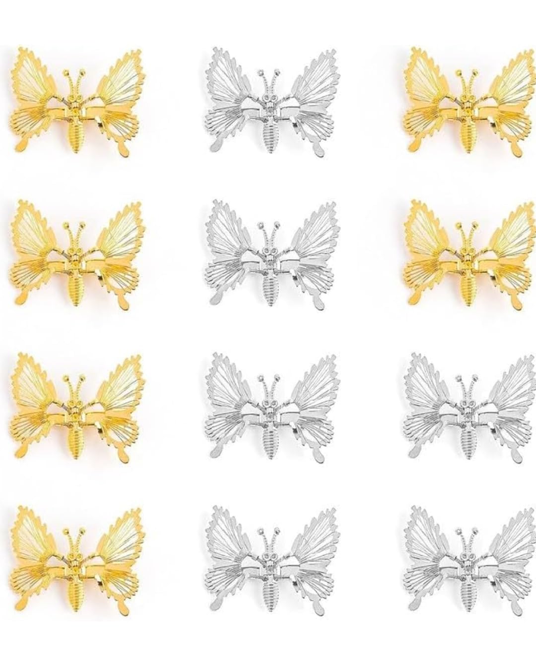 SHIDARA 6 PCS 3D Butterfly Hair Clips - Gold & Silver Metal Moving Butterfly Hair Barrettes for Women & Girls | Cute Hair Accessories for Parties, Weddings & Everyday Style