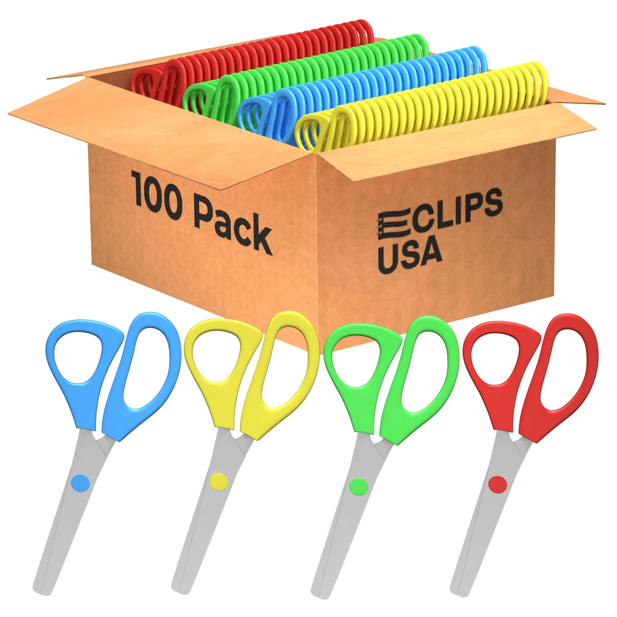 100 Pack Kids Safety Scissors - Blunt Tip Toddler Scissors for School & Art Supplies | Assorted Colors | Perfect for Classroom, Craft Projects & Homeschooling Activities