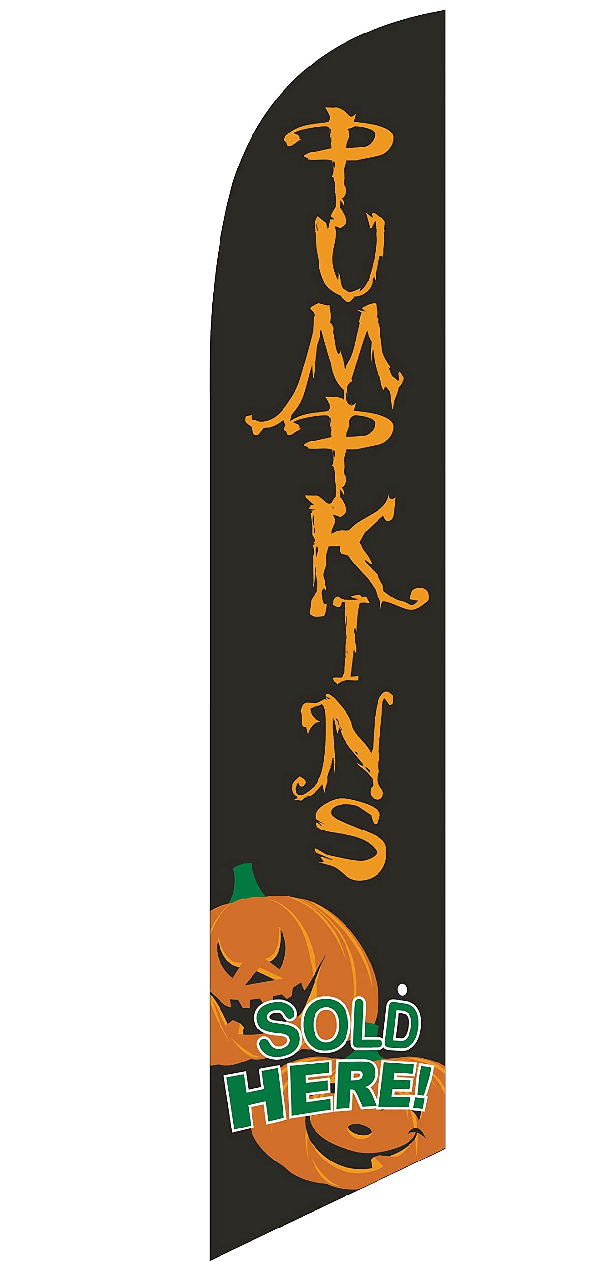 Halloween Orange & Black Pumpkin Feather Flags - Complete Decor Kit with 3 Flag Poles & Ground Spikes | Outdoor Yard, Party & Store Decoration for Spooky Season