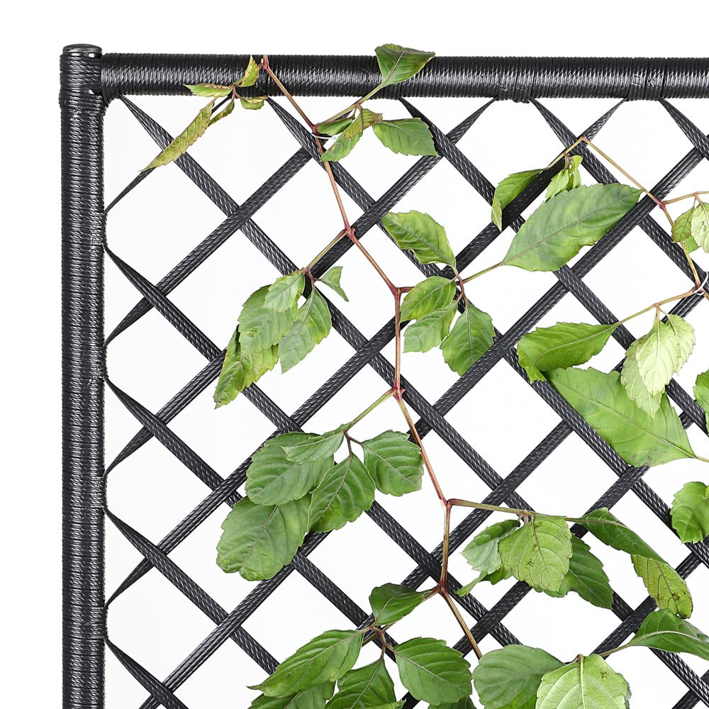 Casaria Black Wicker Flower Planter Set with Trellis - 3 Piece Rattan Garden Planters 57.5